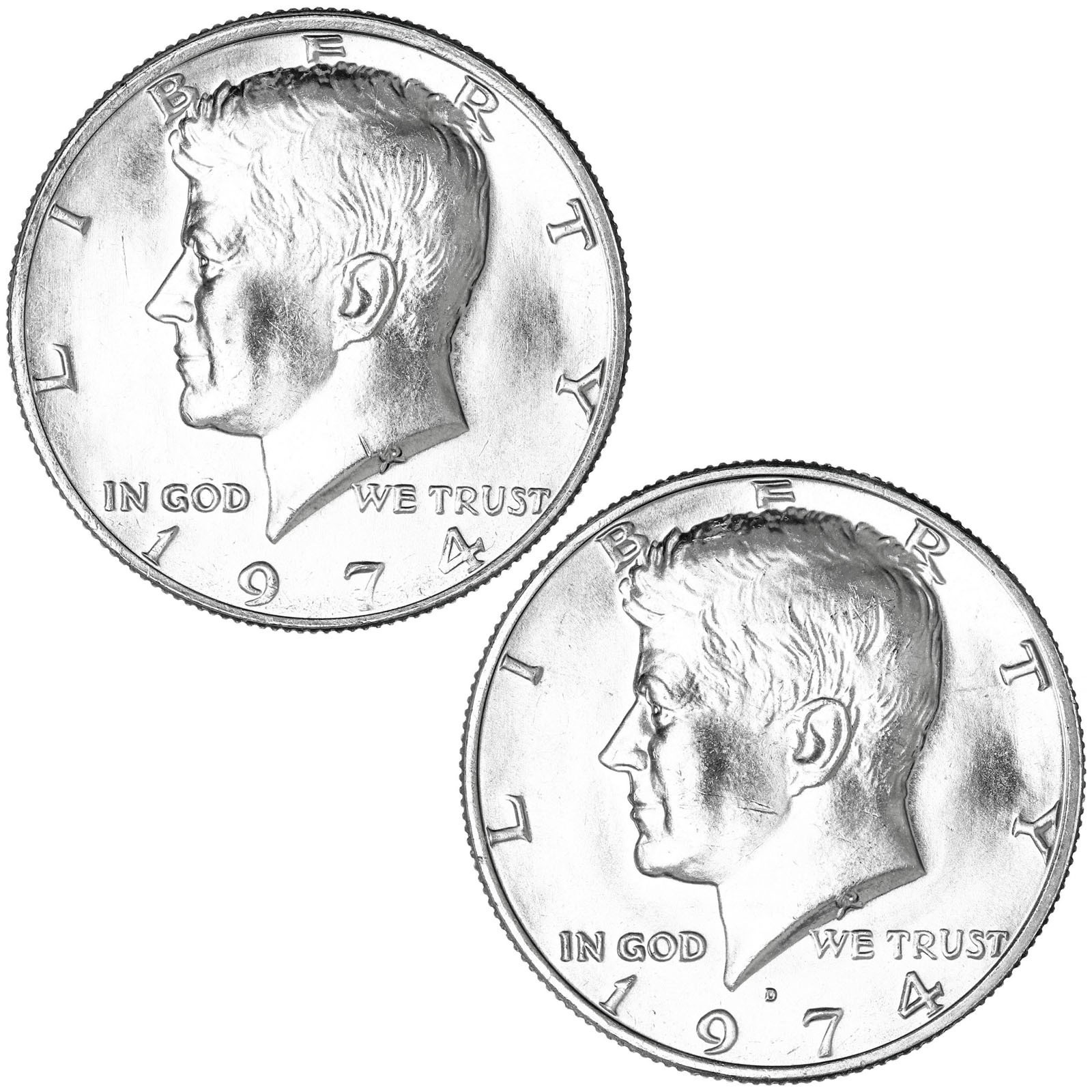 1974 P D Kennedy Half Dollar BU 2 Coin Year Set
