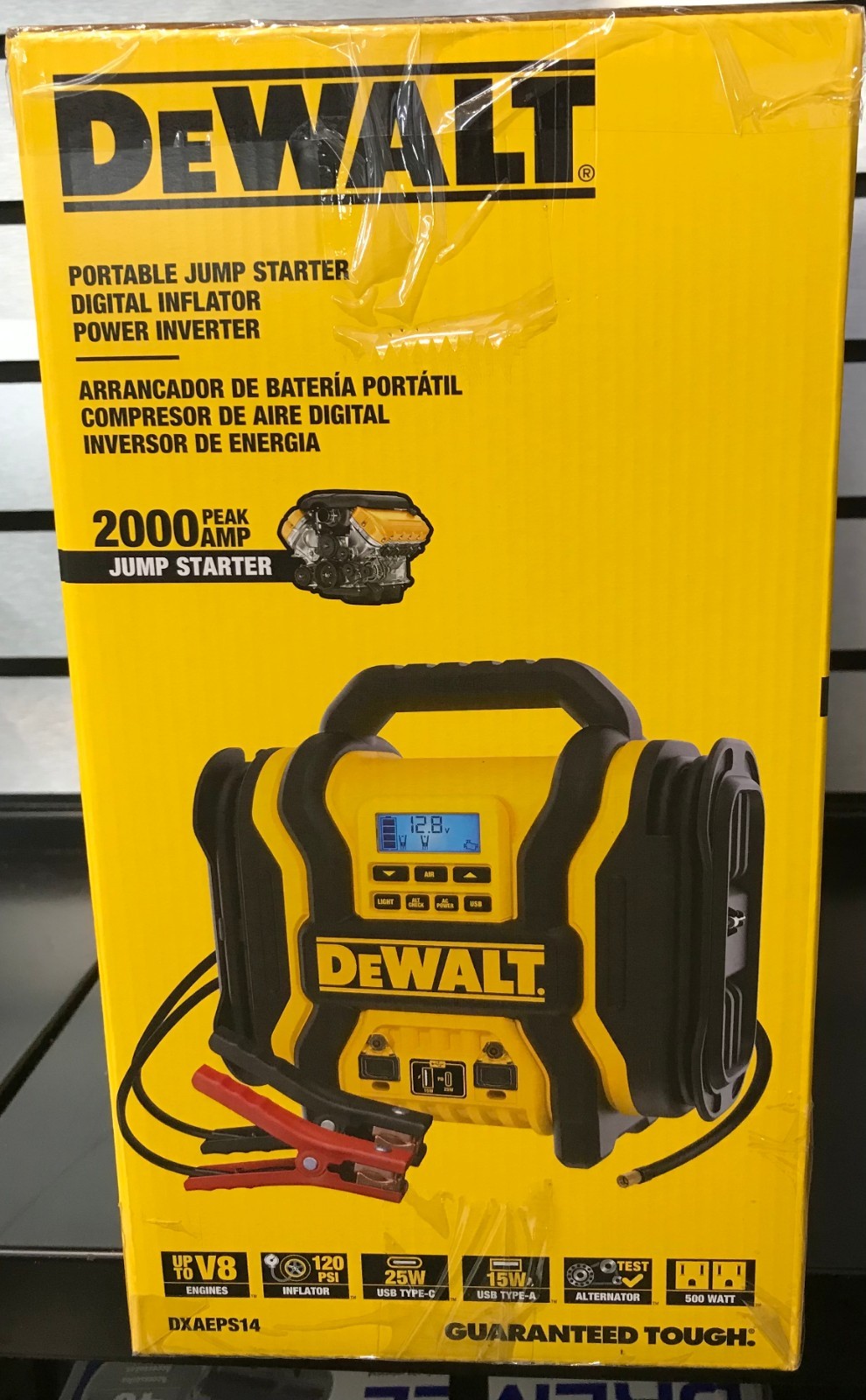 DEWALT Portable Power 2000 Peak Amp Jump Starter w/Digital Compressor NEW SEALED