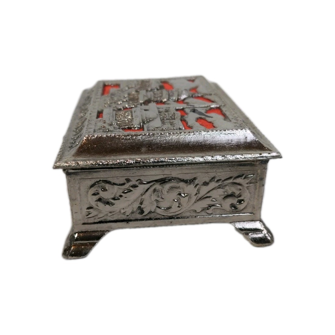 Silver Trinket Box Washington D.C Red Lining VTG