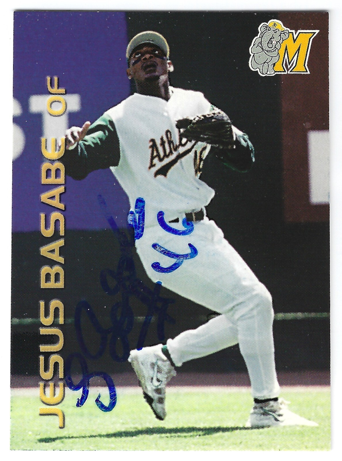 JESUS BASABE MODESTO A'S OAKLAND SIGNED 2000 GRANDSTAND BASEBALL CARD