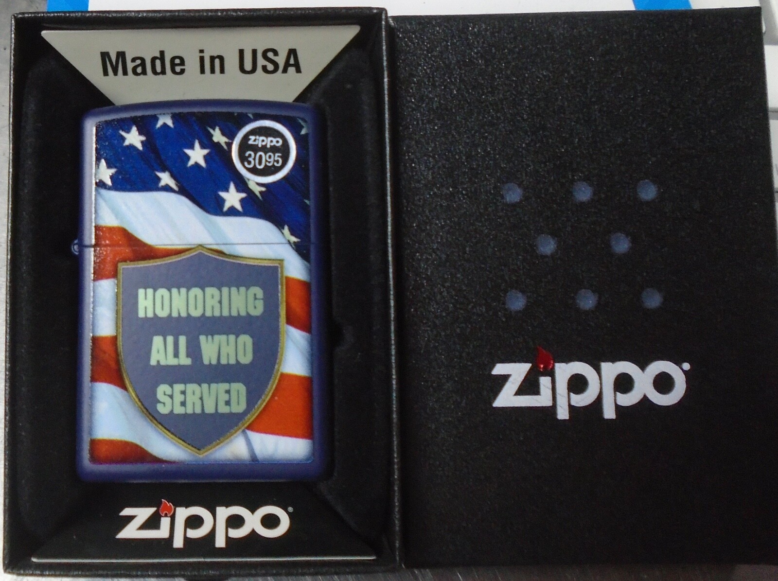 Zippo 29092 Honoring All Who Served Lighter American Flag Veterans Matte New