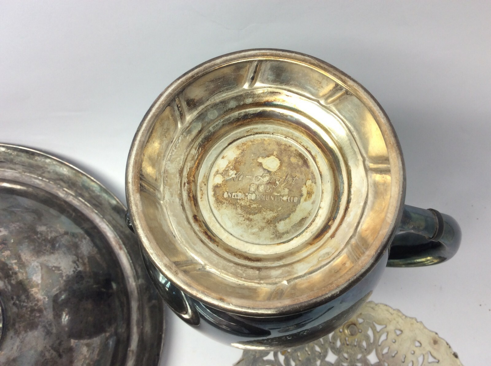 Mixed Vintage Lot Used Metal Silverplate Pewter Trays Pitcher Platters Parts