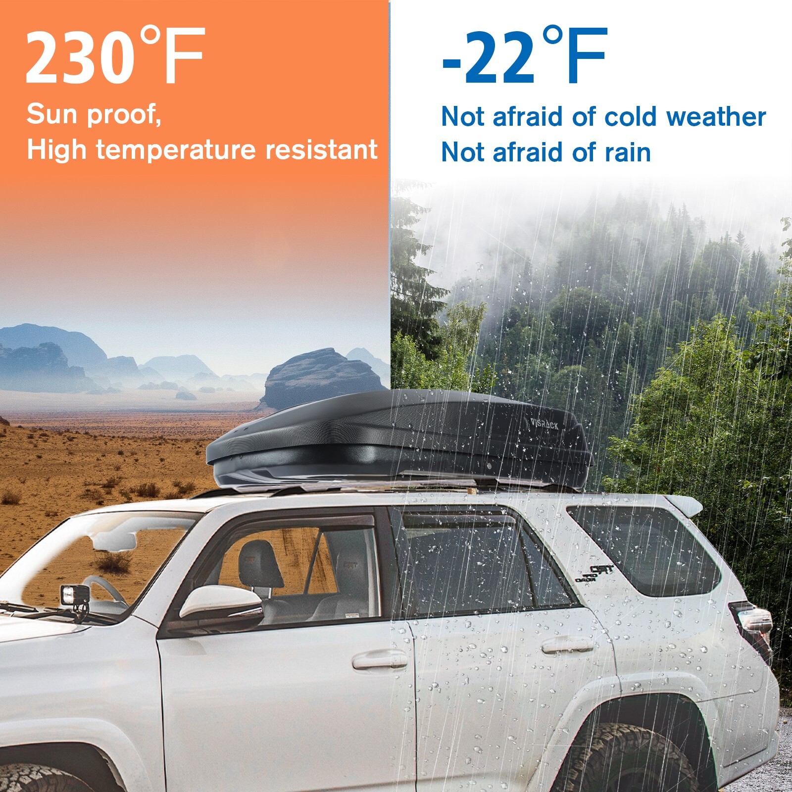 VisRack 13FT³ Rooftop Cargo Box Luggage Carrier Tooless Install w Diamond Grains