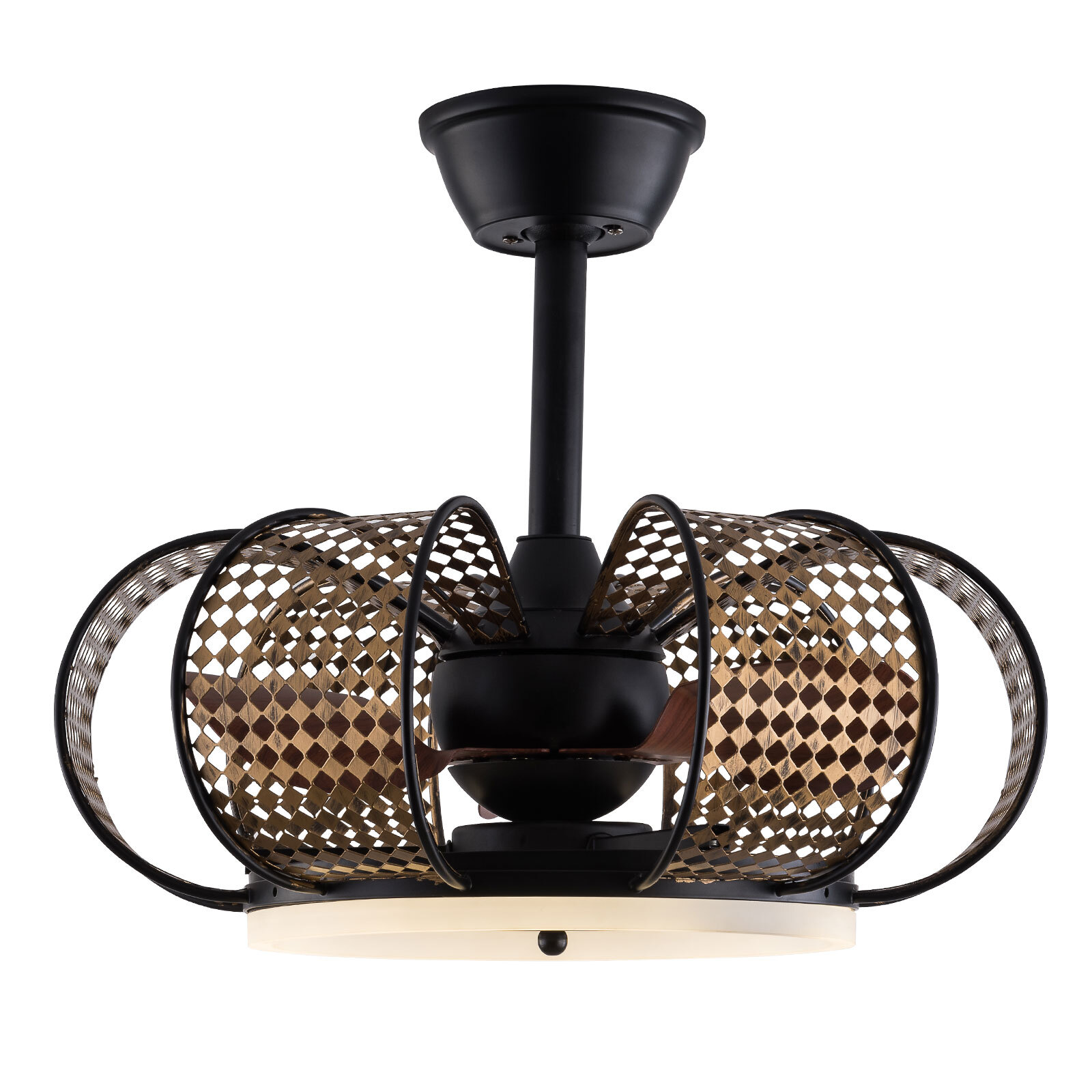 Flower shaped Vintage LED Chandelier Ceiling Fan Lamp 19Inch With Remote Control