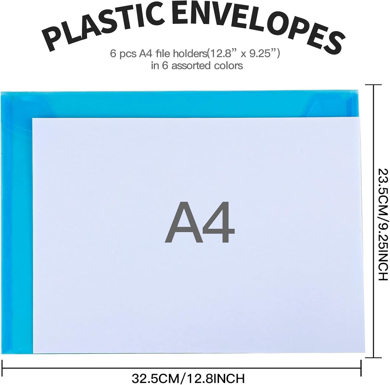 6-Pack Rainbow Plastic File Folders - A4 & Letter Size, Clear Design