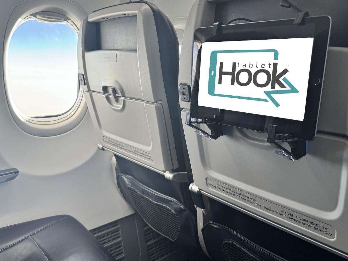 TabletHookz v3. Tablet/iPad Holder for the Plane Train and car. Hands-Free....