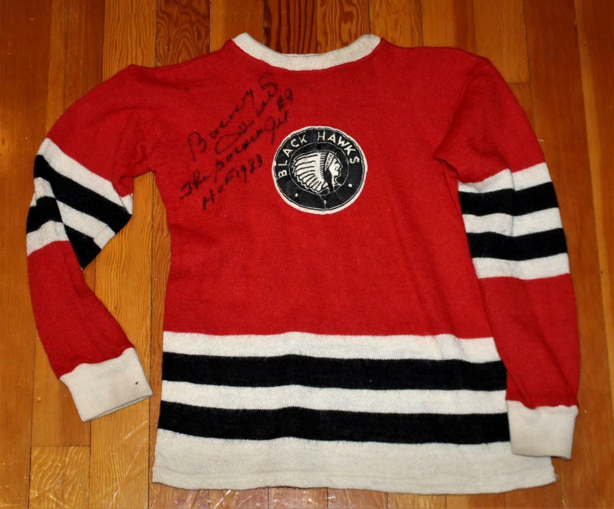 Vintage 1950's Chicago Blackhawks Wool Hockey Sweater Signed by Bobby Hull!