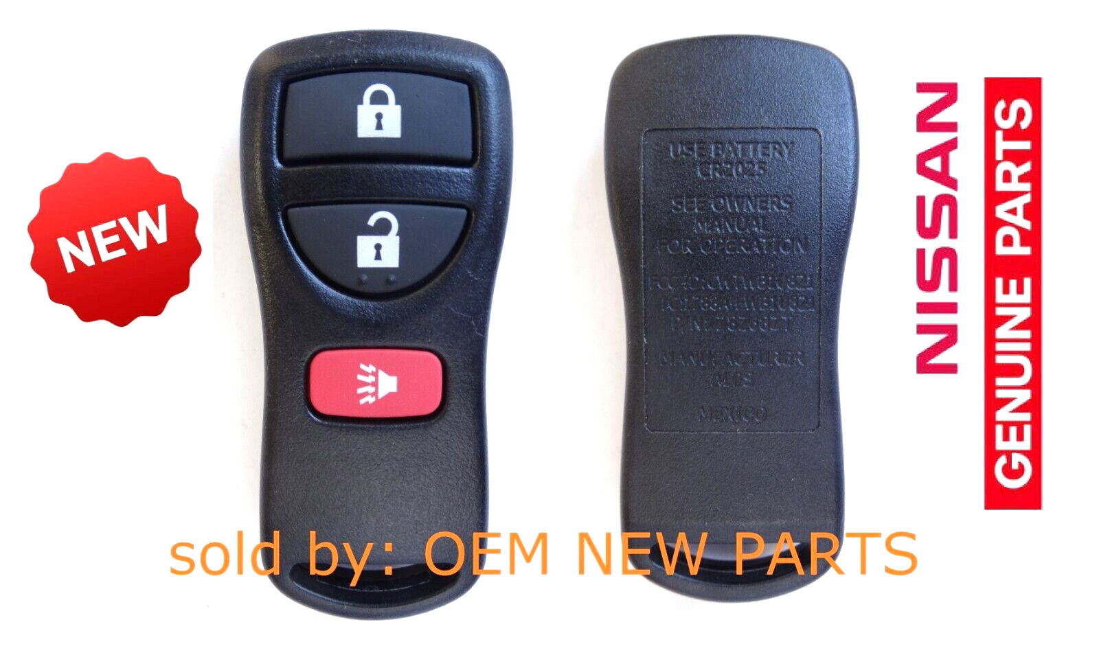 100% OEM 2005-2019 Nissan Frontier 3 Button Keyless Entry Remote Fob Genuine NEW