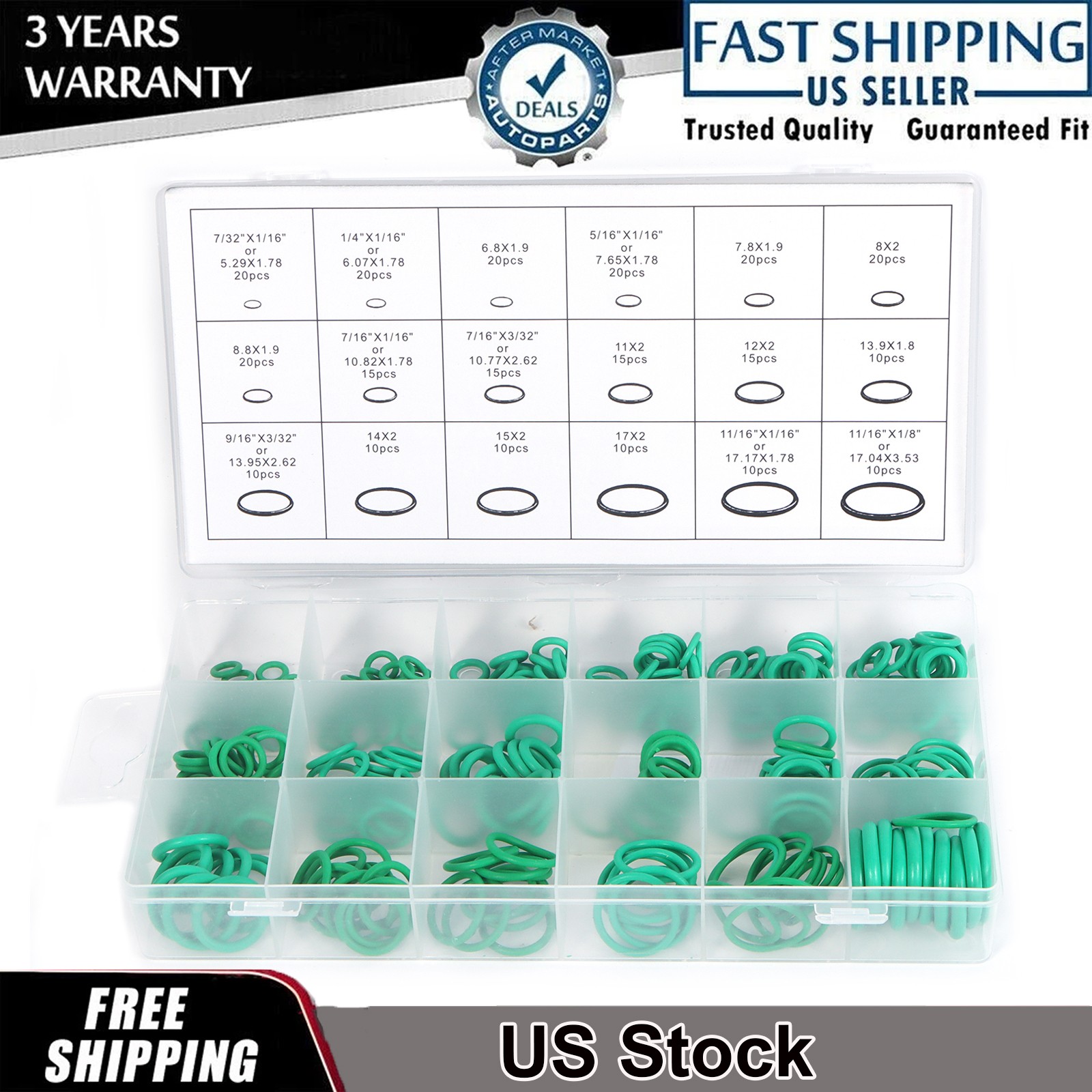 Car Air Conditioning Refrigerant Kit A/C Repair O-Ring Seal Rubber 270pcs /Set