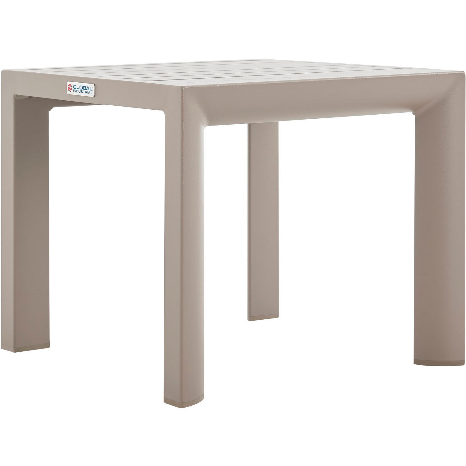Global Industrial Outdoor Aluminum Slatted Side Table Tan Lot of 2