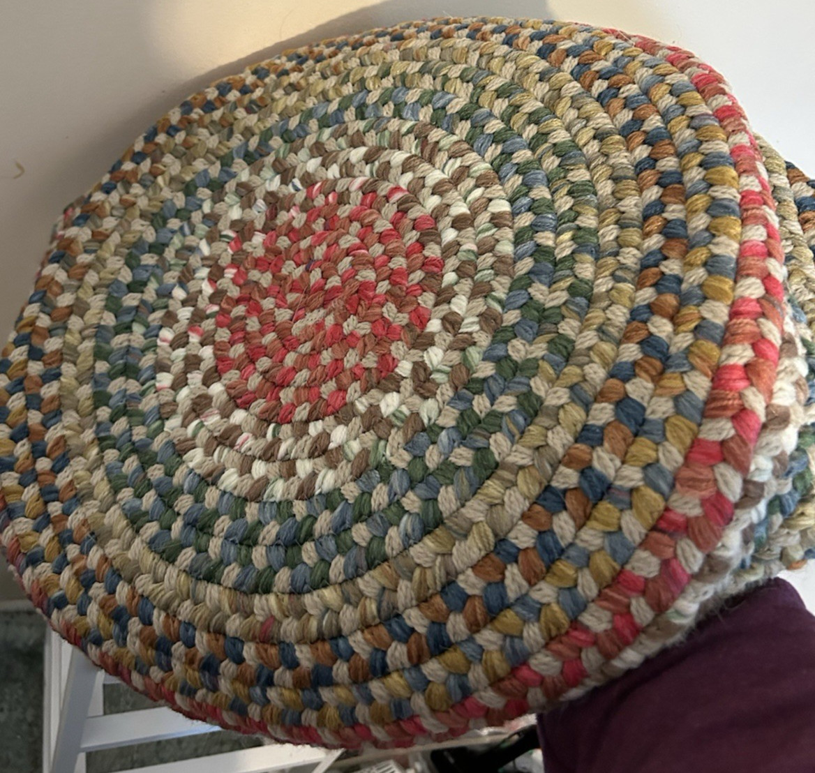Braided Multicolor Wool Bag Basket