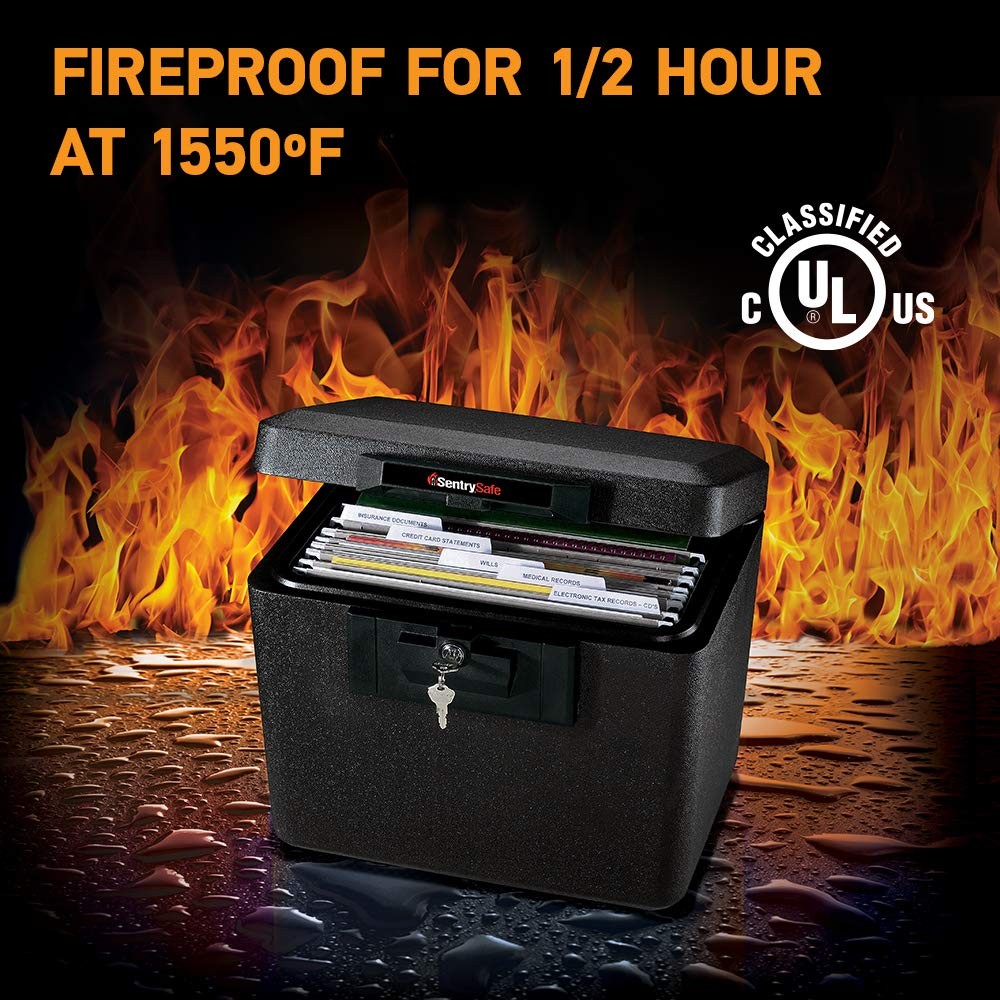 SentrySafe 1170 Fireproof Document Box Key Lock 0.61 Cu Ft Home Office