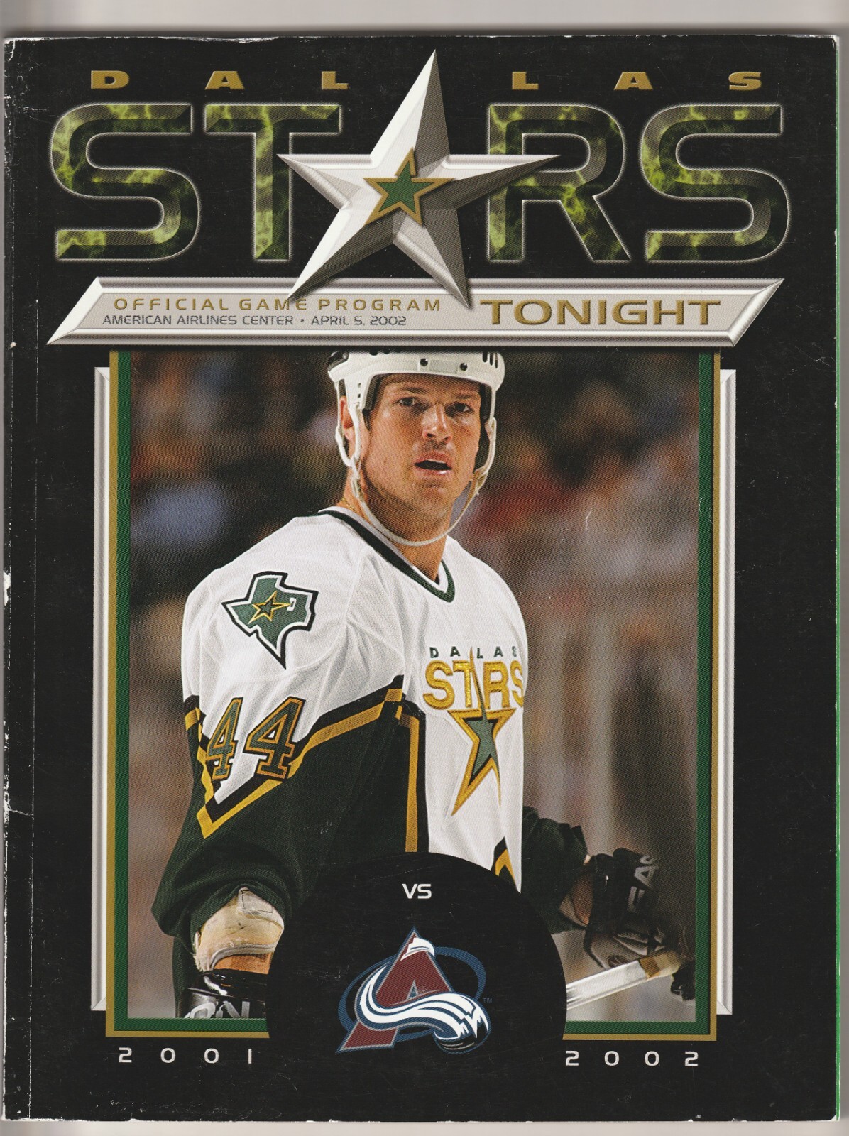 April 5, 2002 Dallas Stars vs Colorado Avalanche Program