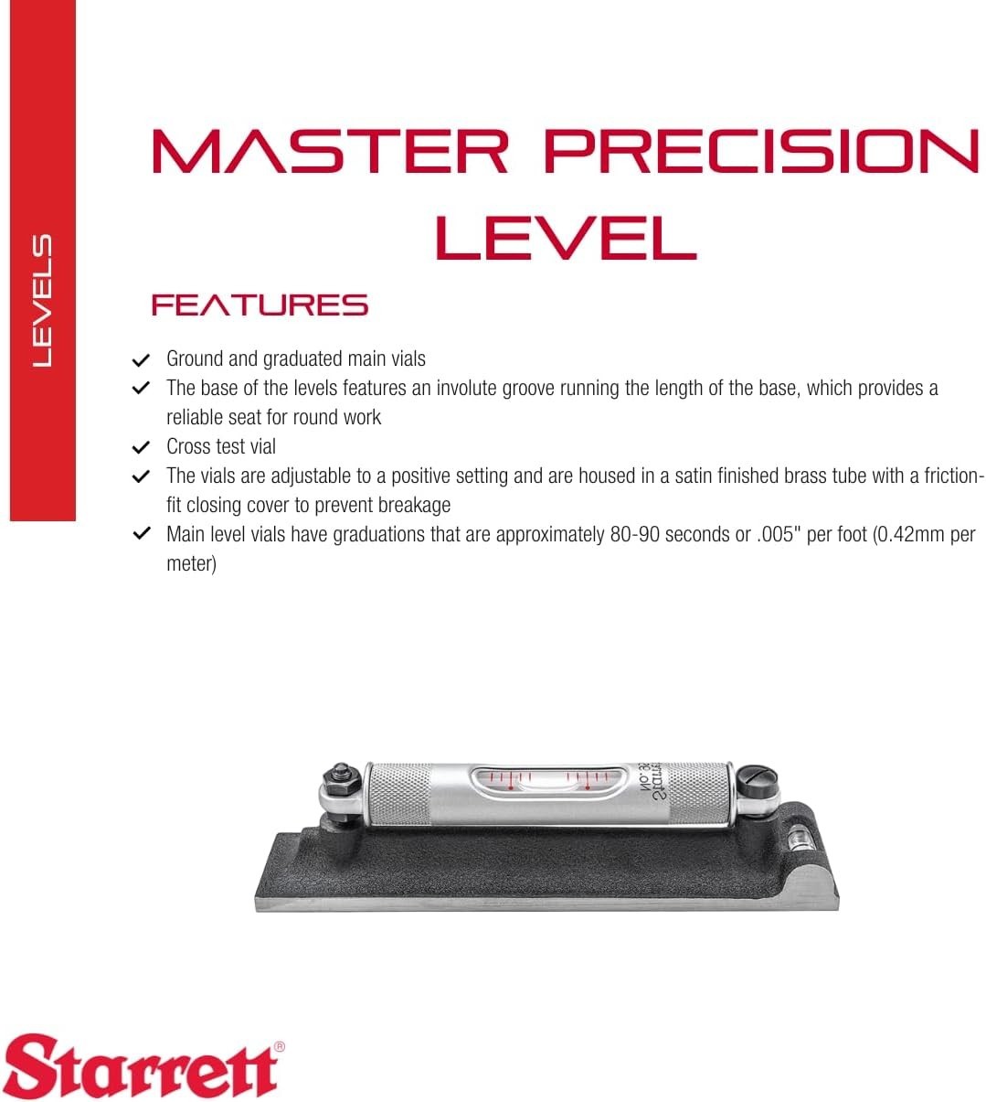 Machinists' Level with Ground Main and Cross Vial - Designed for Machine Sho...