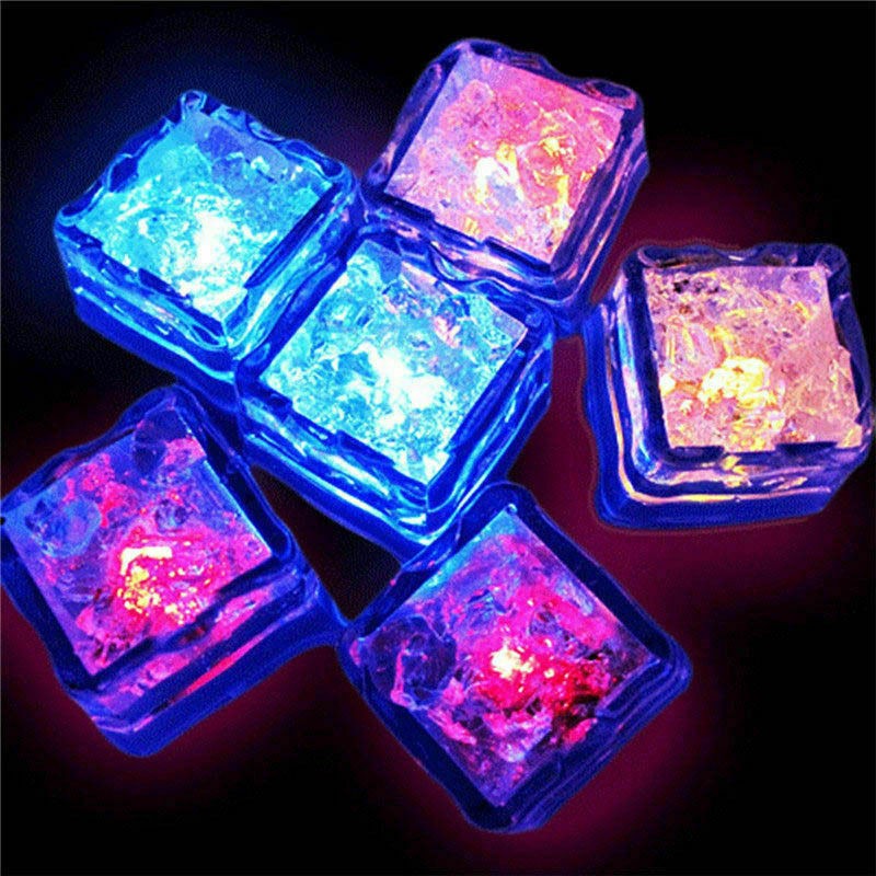 24Pcs LED Light Ice Cubes Liquid Sensor Luminous For Party Wedding Pond Bath