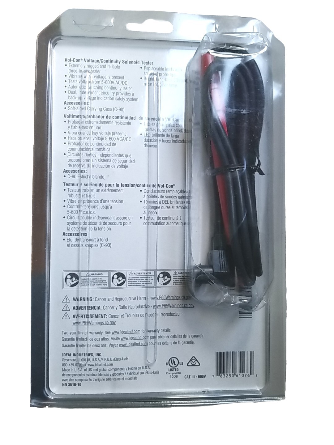 IDEAL 61-076 Voltage & Continuity TESTER 600V AC/DC - NEW