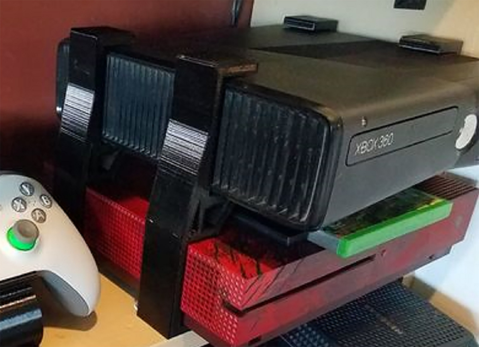 Microsoft Xbox One S and Xbox 360 Console Riser Stackable Systems Organizer Case