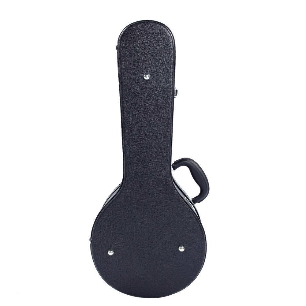 Glarry A-Style Microgroove Pattern Mandolin High-Class Leather Case Black