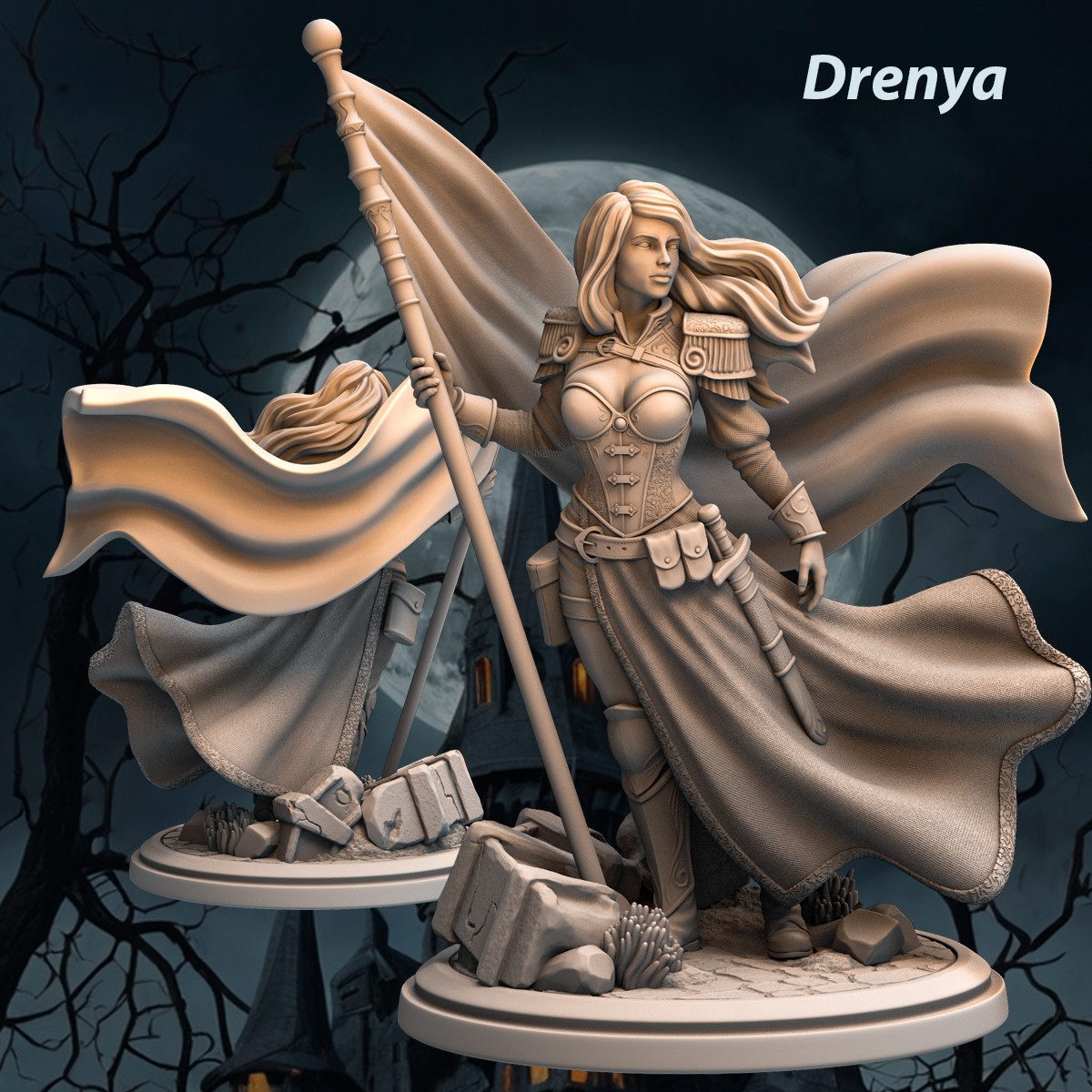 Dungeons & Dragons Playable Character - Female Human Drenya - Adventurer