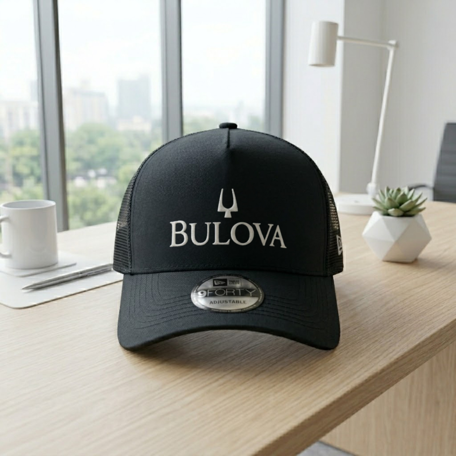 Bulova Watch Enthusiast Embroidered Trucker Hat Black Mesh Back Adjustable Cap