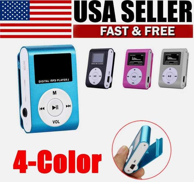 MP3 Player Support Micro SD TF Card Portable Mini With Clip-on Stereo LCD Screen