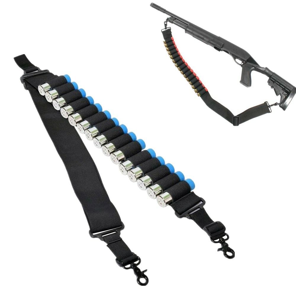 US Two Point Shotgun Sling Strap with 15 Shell Ammo Holder Bandolier for 12 GA