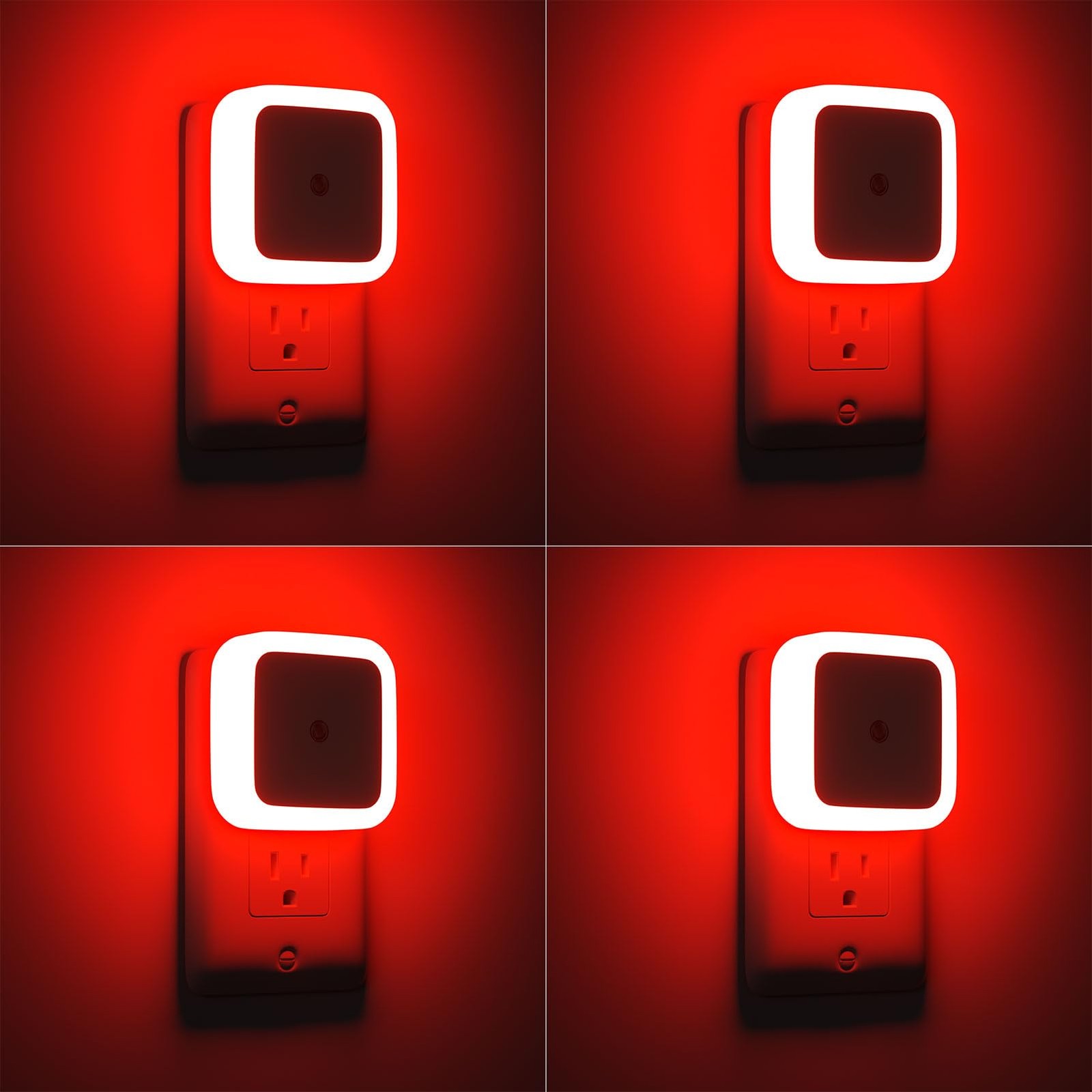4 Pack Red Night Lights Plug Into Wall Dusk to Dawn Night Lights for Bedroom