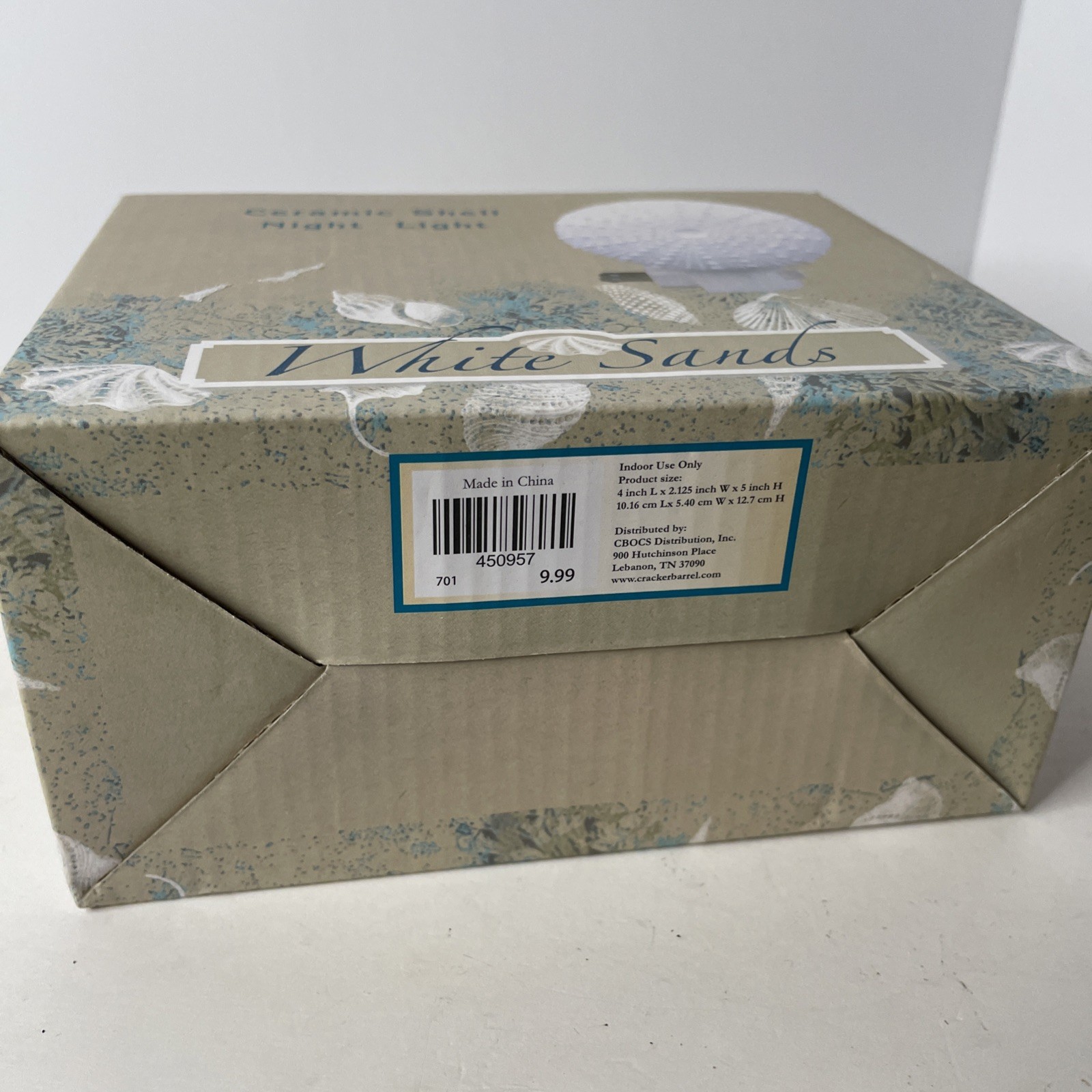 Cracker Barrel White Sands Ceramic Shell Night Light NEW OPEN BOX