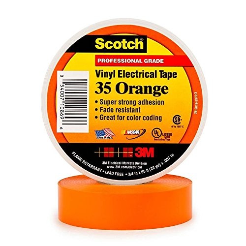 3M Super 35 Orange Electrical Tape, 3/4'' X 66' (1 per pack)
