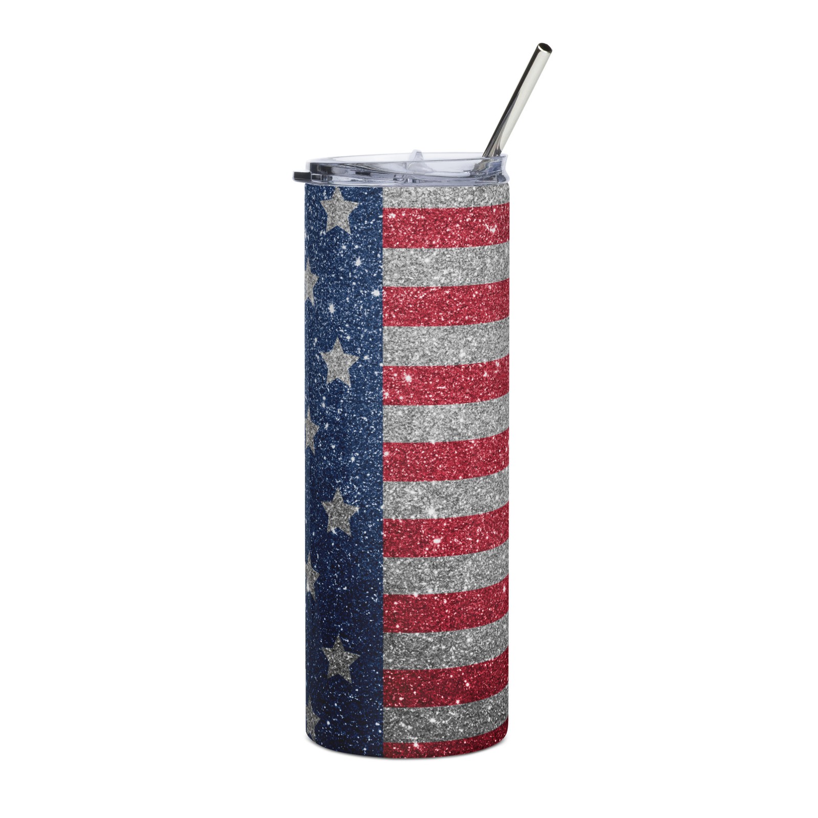 Glitter US Flag Stainless Steel Tumbler