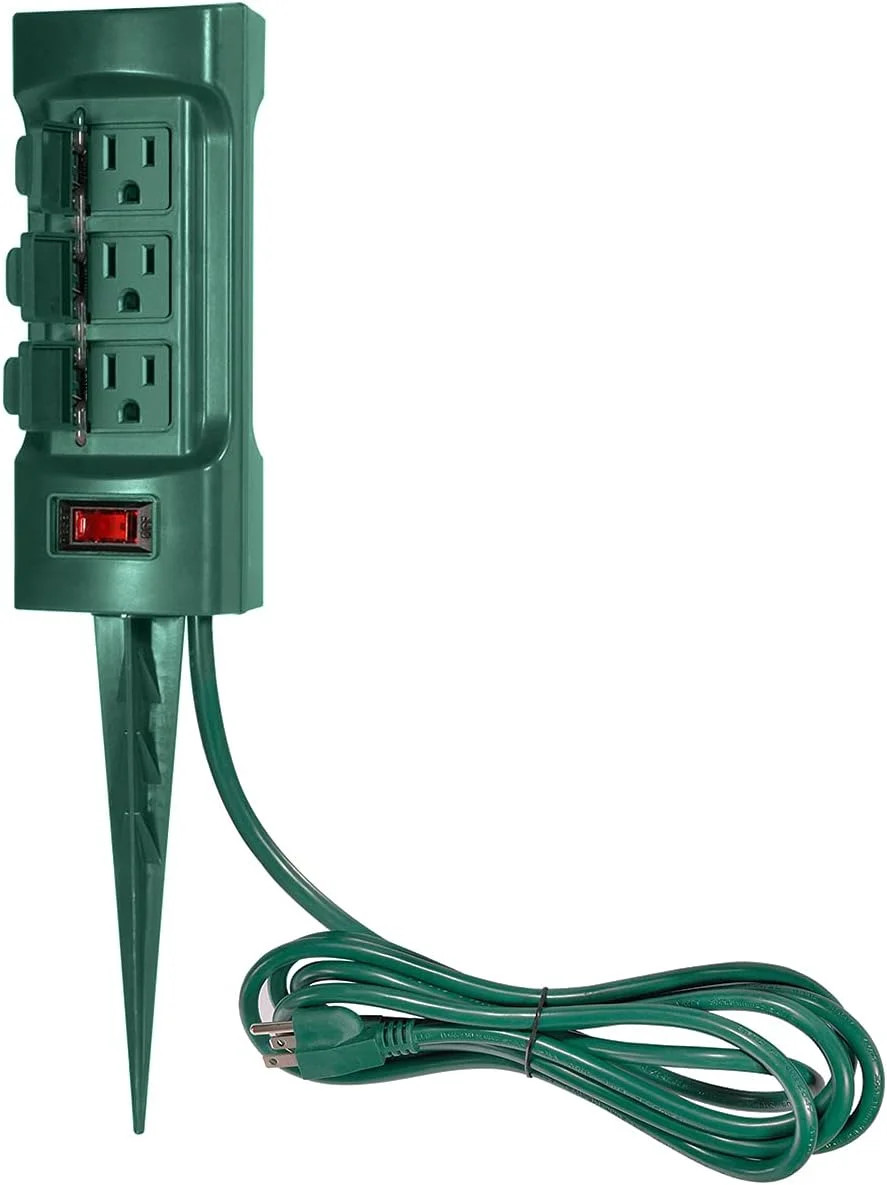 BESTTEN Outdoor Power Strip with Covers and Overload Protection Switch, Double S