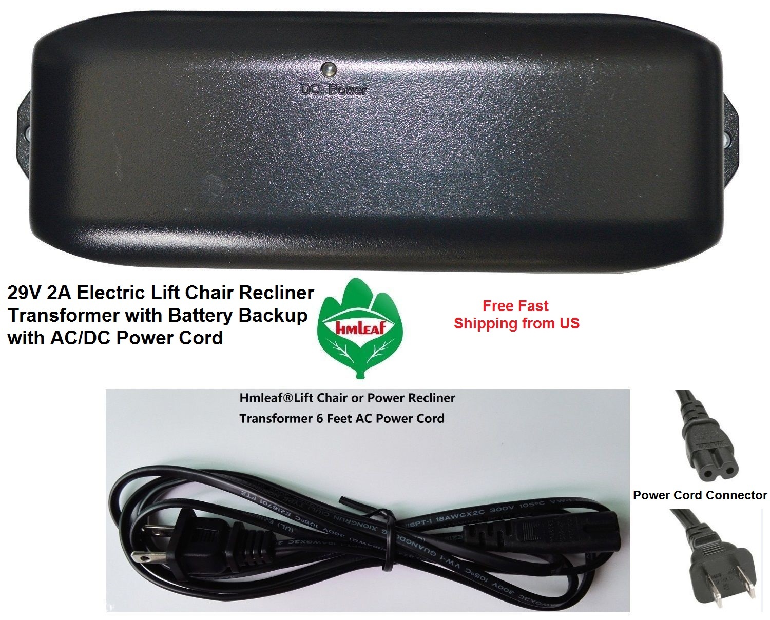 Okin Ashley Electric Lift Chair Recliner Transformer Power Supply 29V 2A w Cords