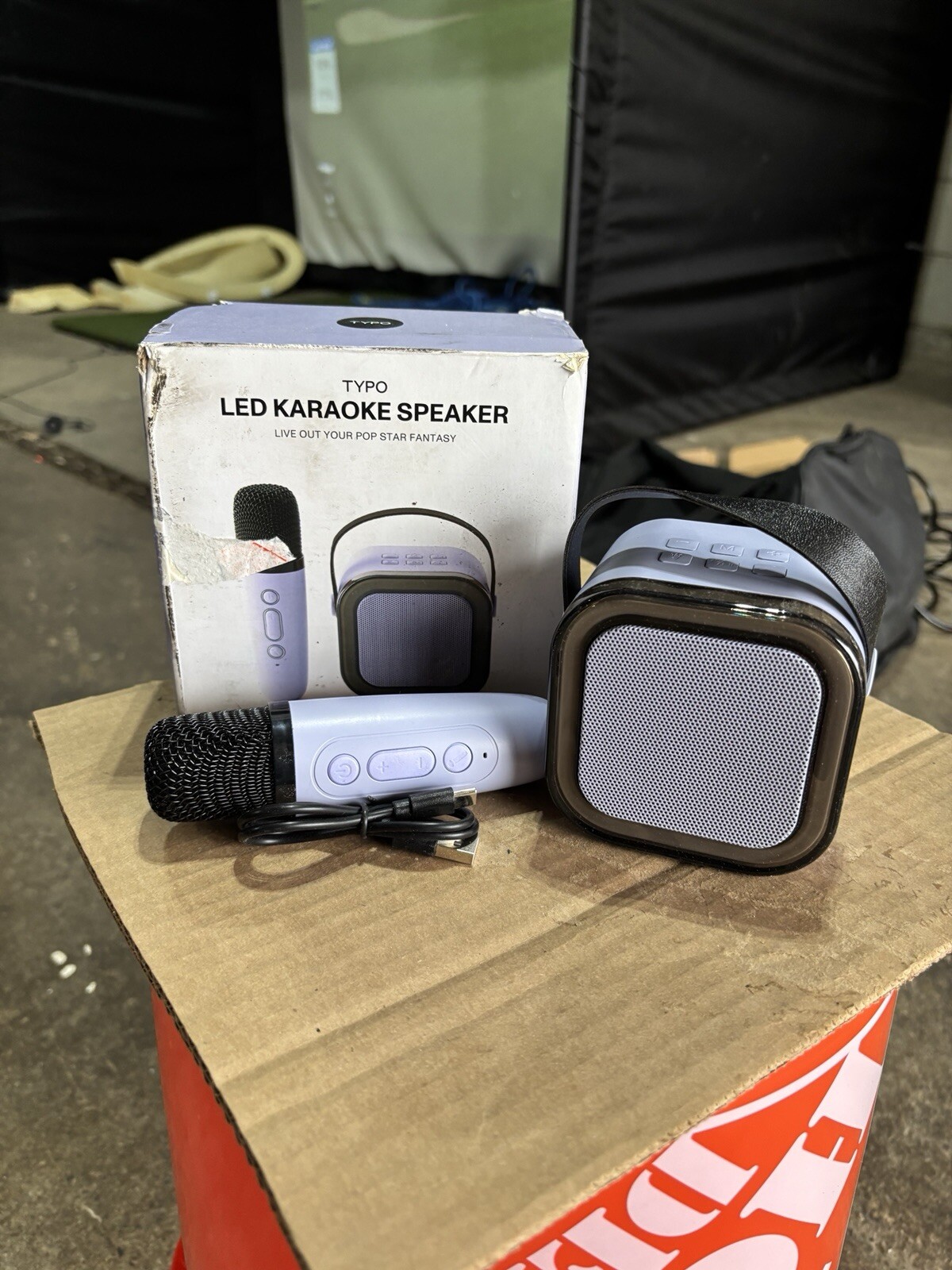 Typo LED Karaoke Speaker with Microphone & Charging Cable – Portable Bluetooth