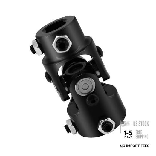 1" Round x 3/4" DD Steering U-Joint Shaft Coupling Universal Joint, Total Black