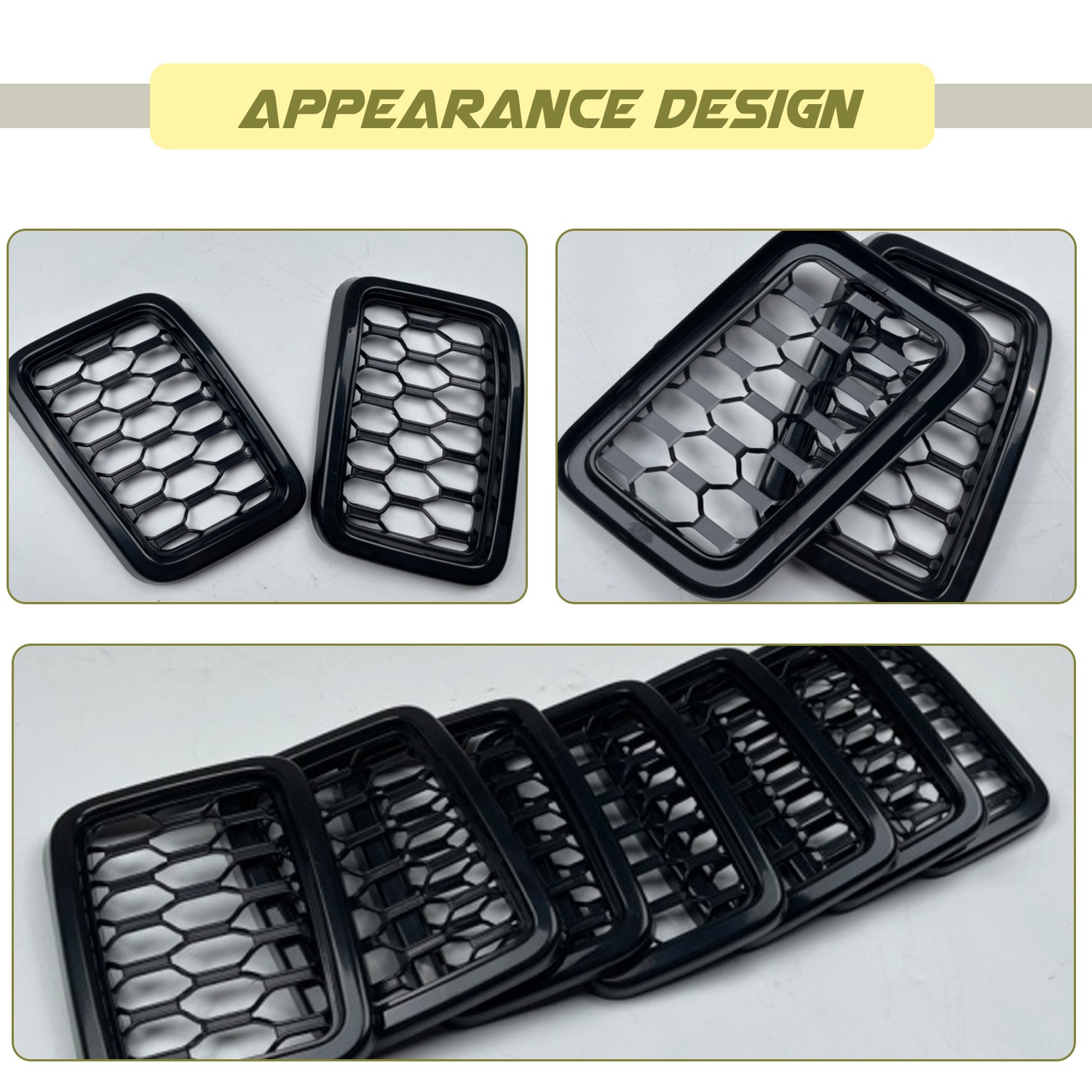 7pcs Black Front Grille Insert Mesh Ring Decor Kit For Jeep Grand Cherokee 17-22