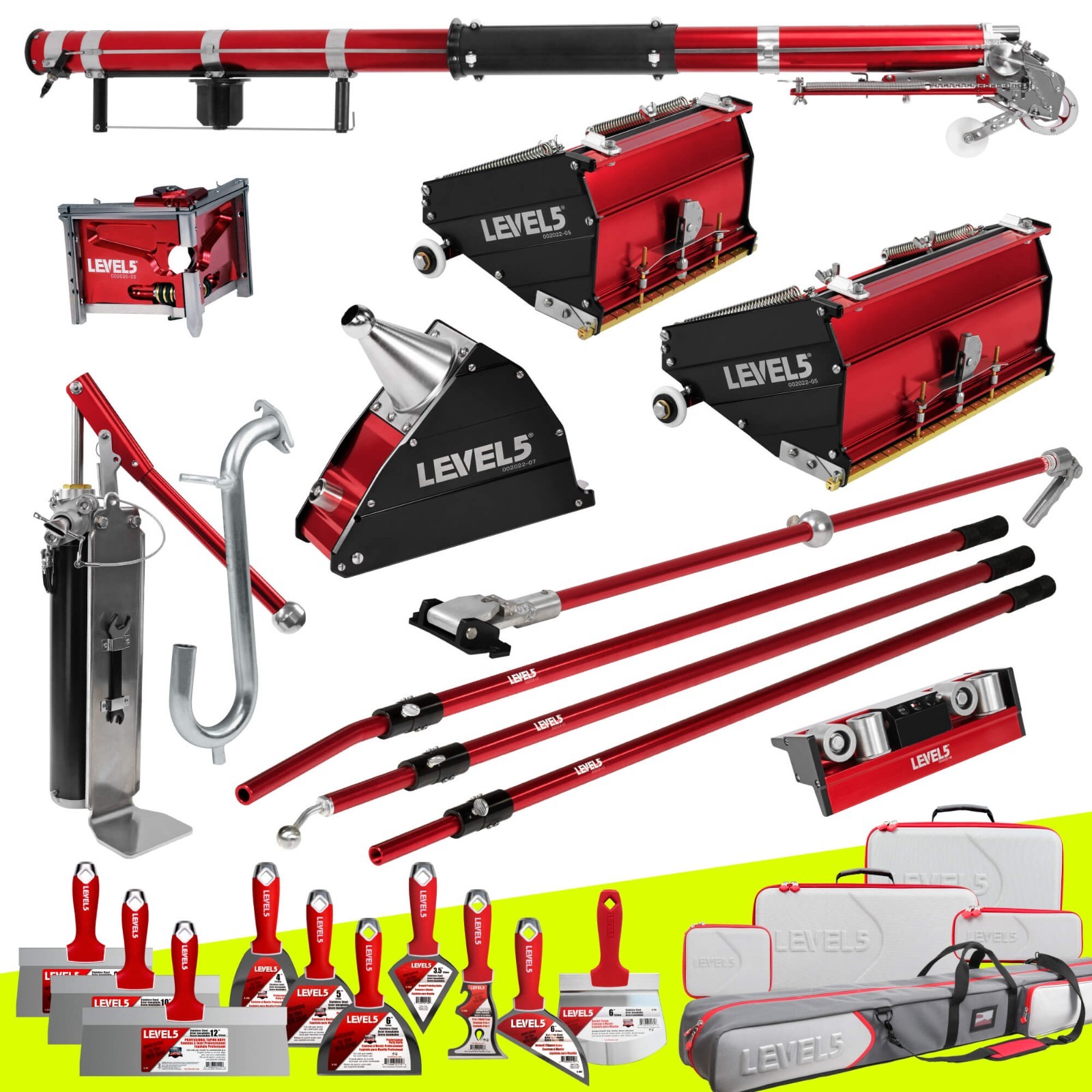LEVEL5 Drywall Taping Tool Set w/ MEGA Boxes + Handles + BONUS TOOL SET | 4-610P