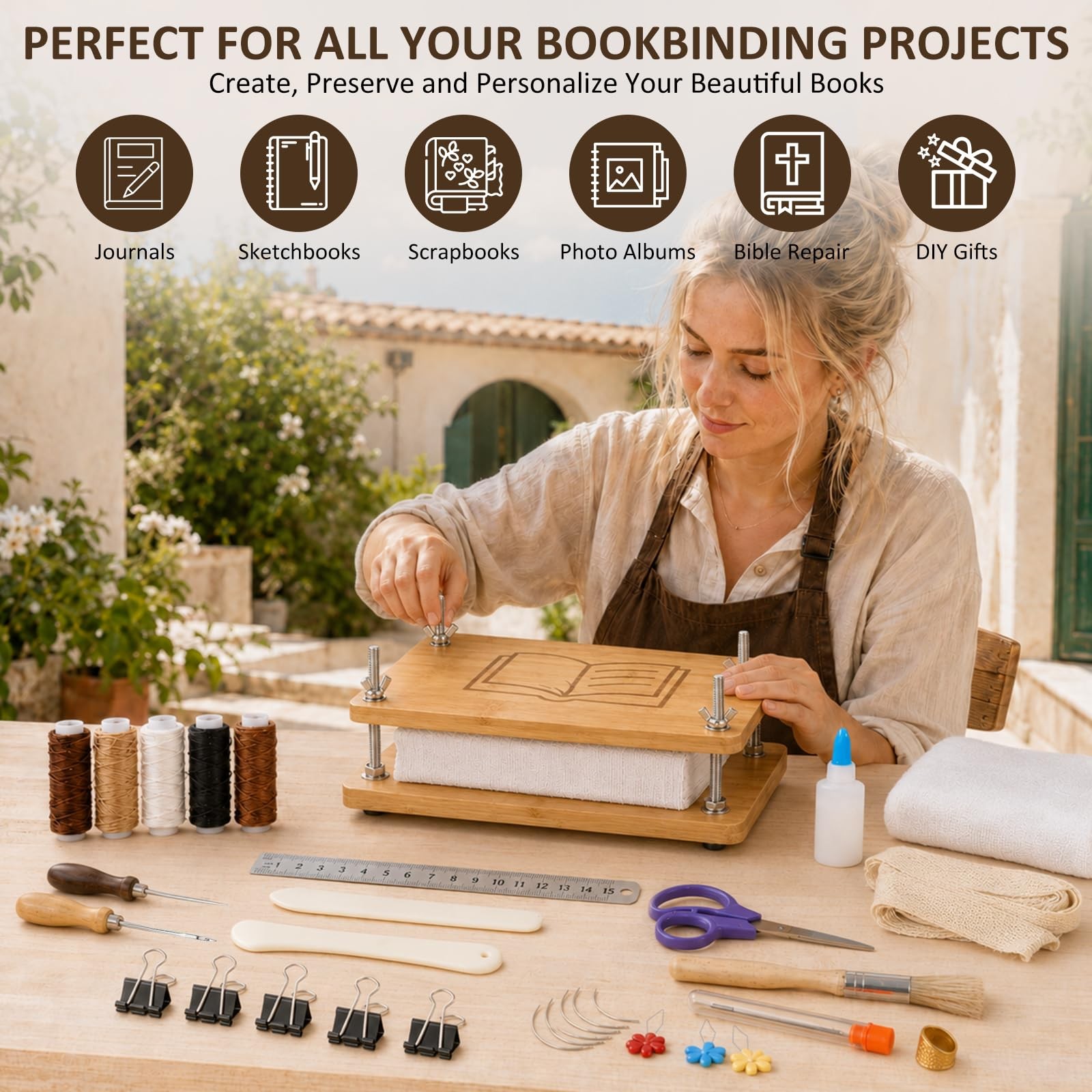 Book Binding Kit With Press 7.9 x 11.6 Inch Starter Tools Craft Supply