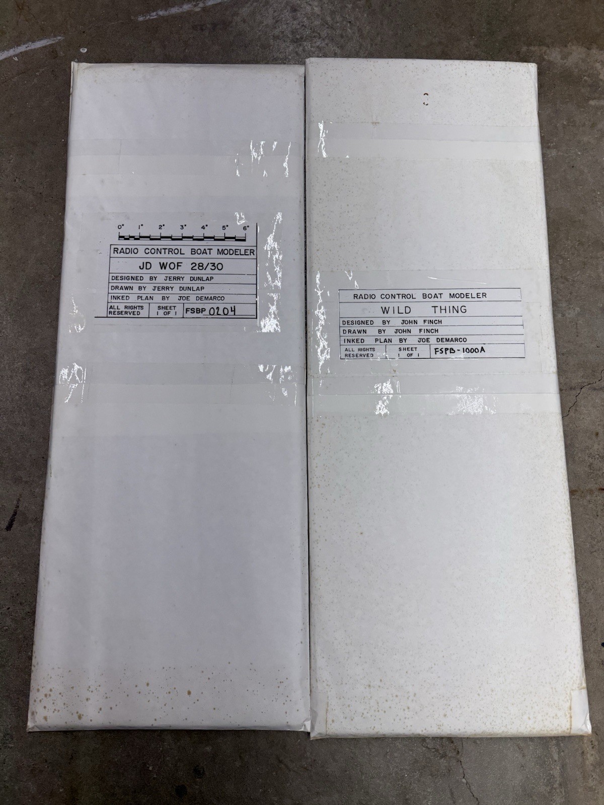 Rare Vintage RC Boat Plans - JD WOF - Jerry Dunlap & Wild Thing - John Finch