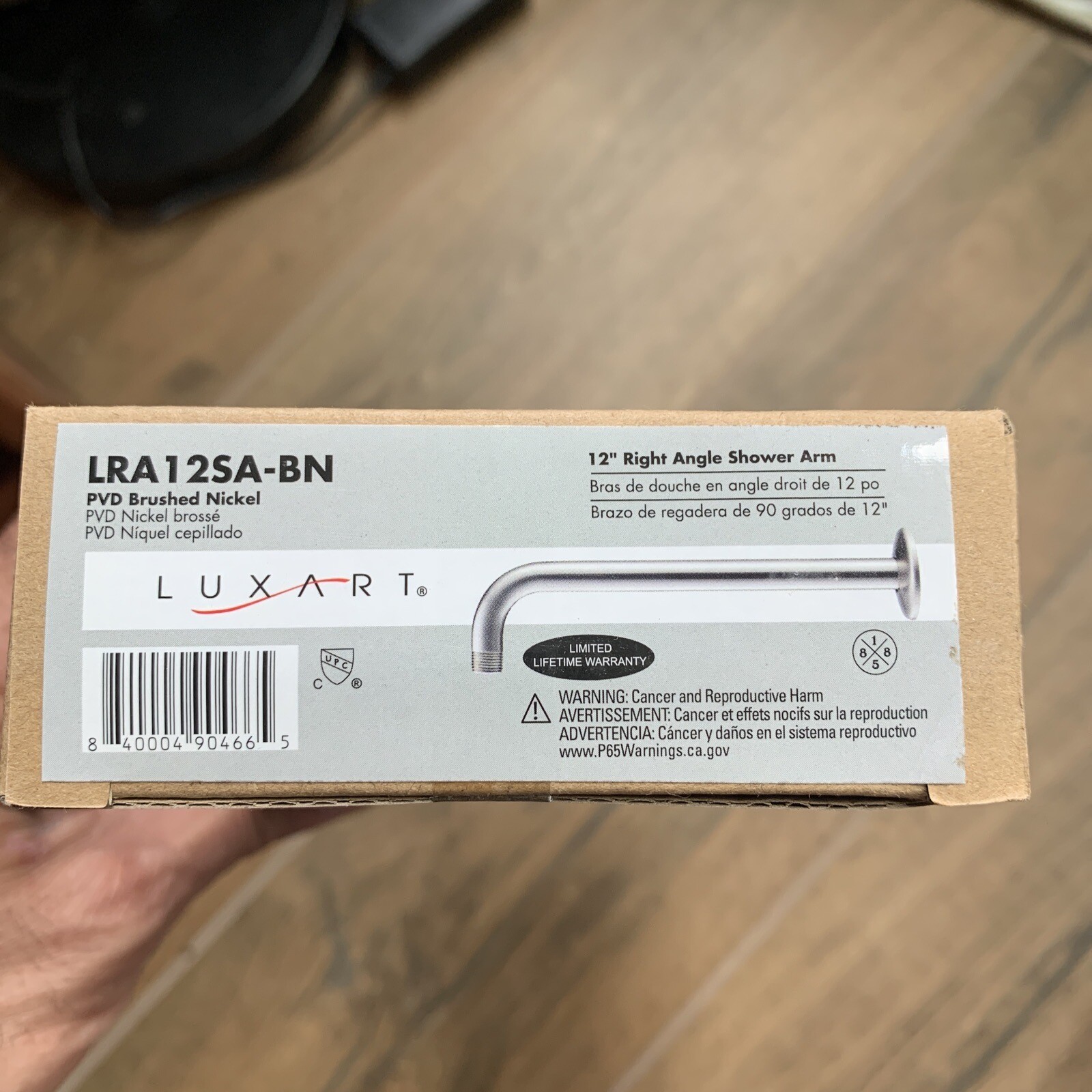 Luxart LRA12SA-BN Right Angle Shower Arm & Flange PVD Brushed Nickel 12”