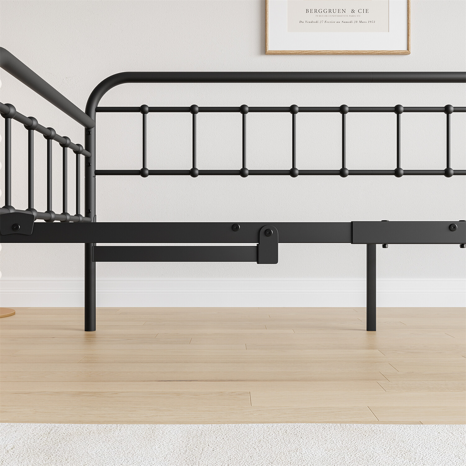 Twin Size Metal Daybed Bed Frame Sofa Bed with Pull Out Trundle Bed Black US