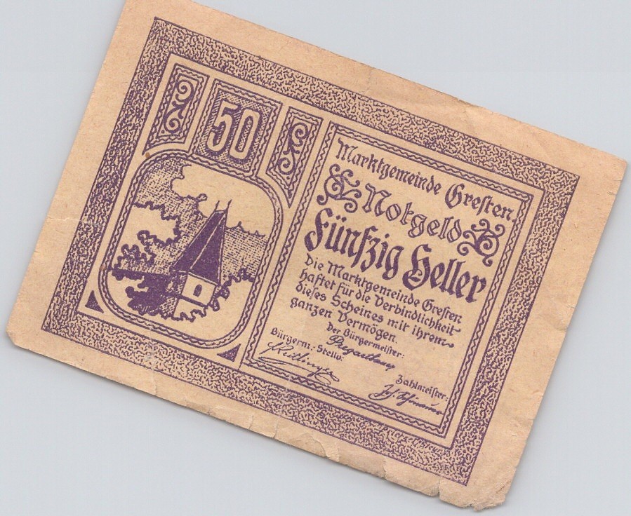Austria Notgeld Greifenstein 50 Heller 1920 Vintage Paper Money Note VG Banknote