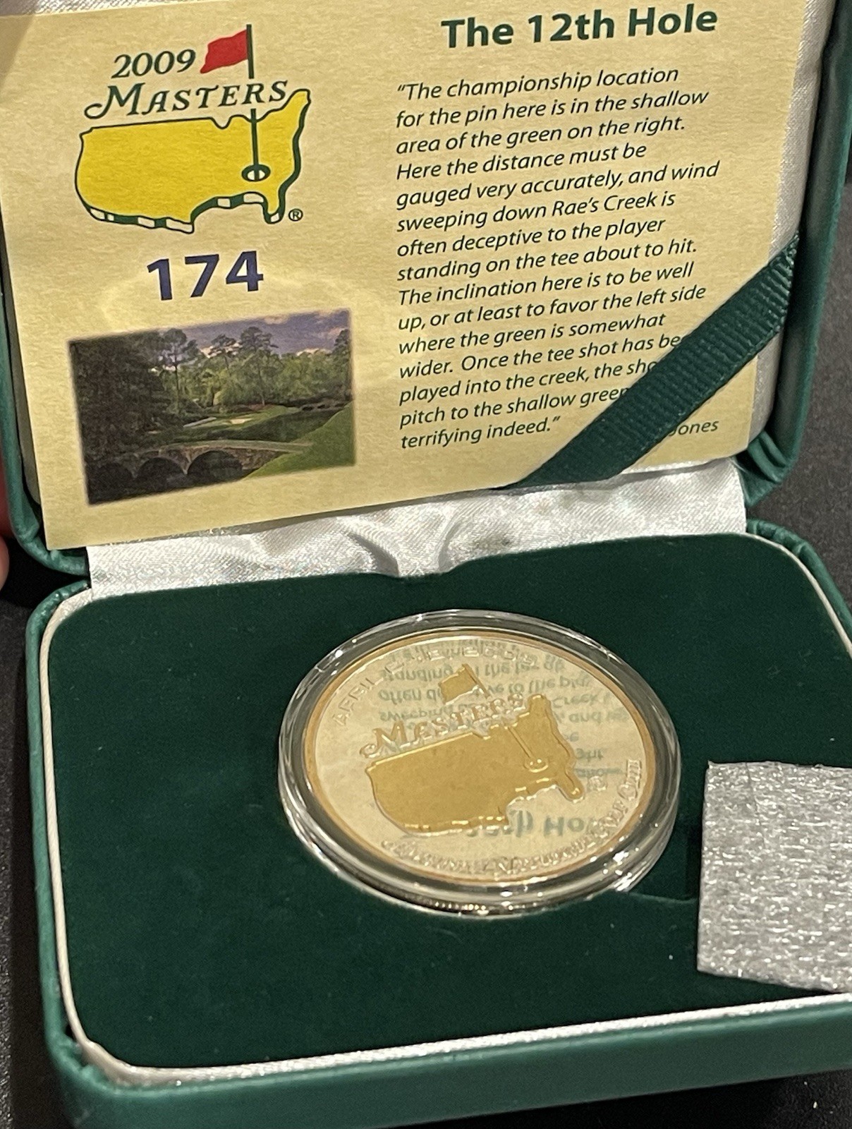 1 oz silver 2009 Augusta Masters silver golf coin The 12th Hole - Angel Cabrera
