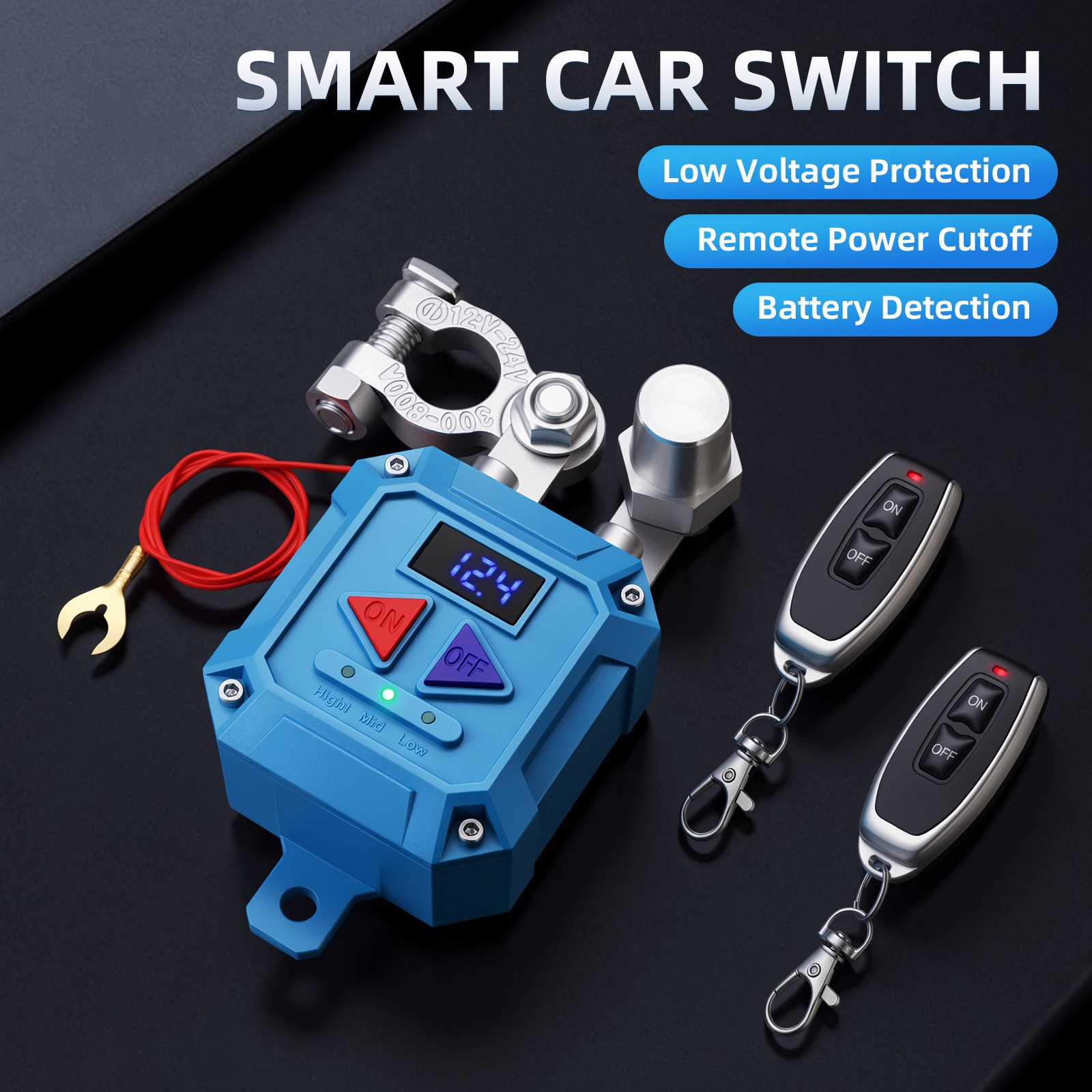 Auto Battery Disconnect Switch 120A Remote Kill Switch With LED Voltage Display