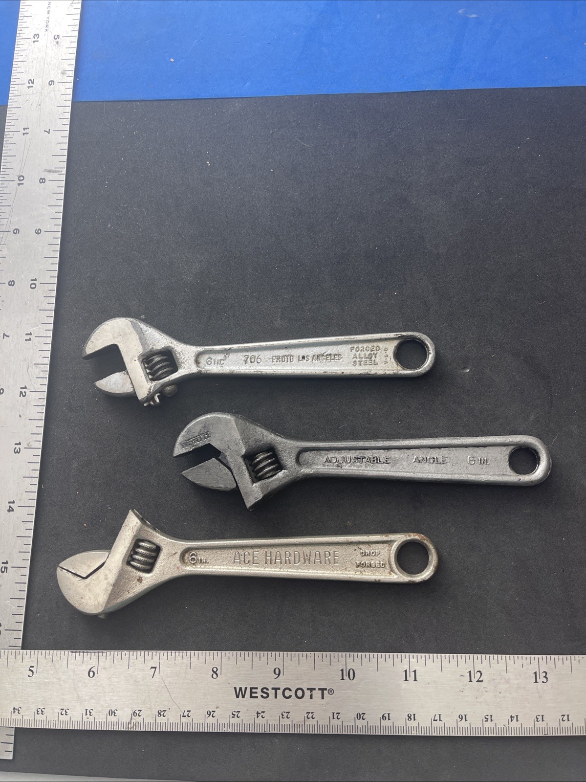 Made In USA  Lot Of 3 - 6” Adjustable Wrenches   Worth - Photo Los Angeles- Ace