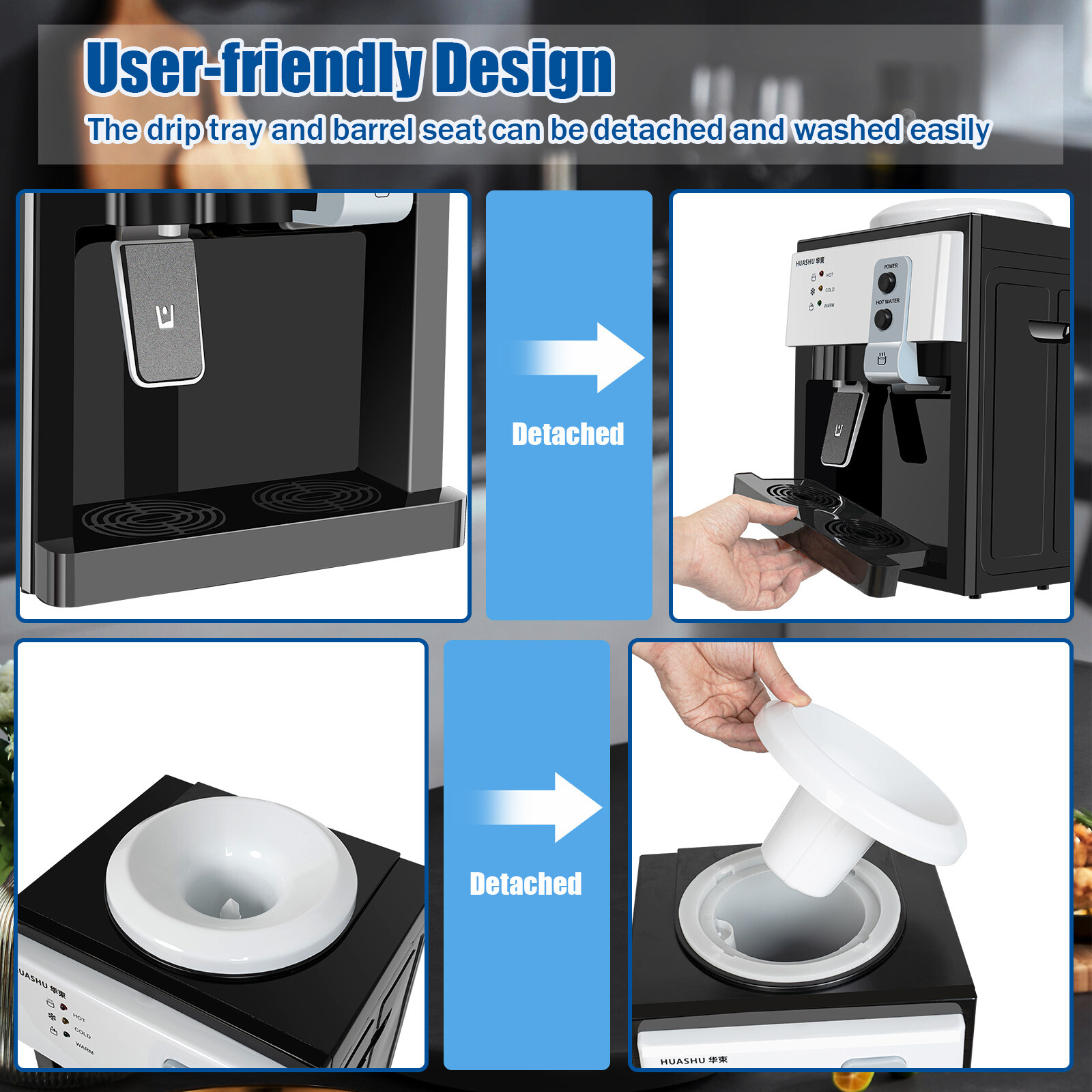 Compact Hot/Cold Water Dispenser for 1.1-4.9 Gallon Bottles, Energy Efficient