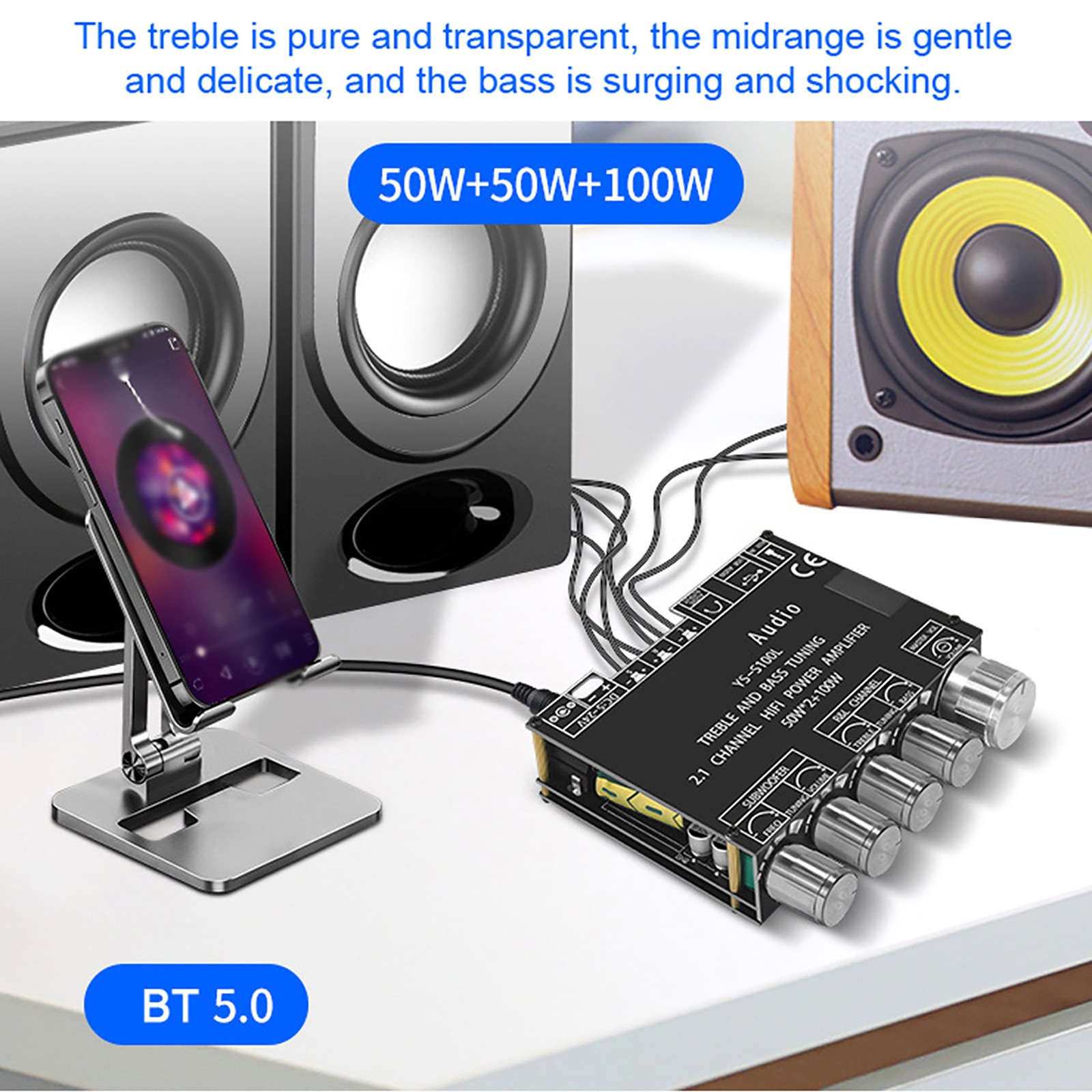 Portable BT Power Amplifier Module 21 Channel Stereo Subwoofer Amp Board
