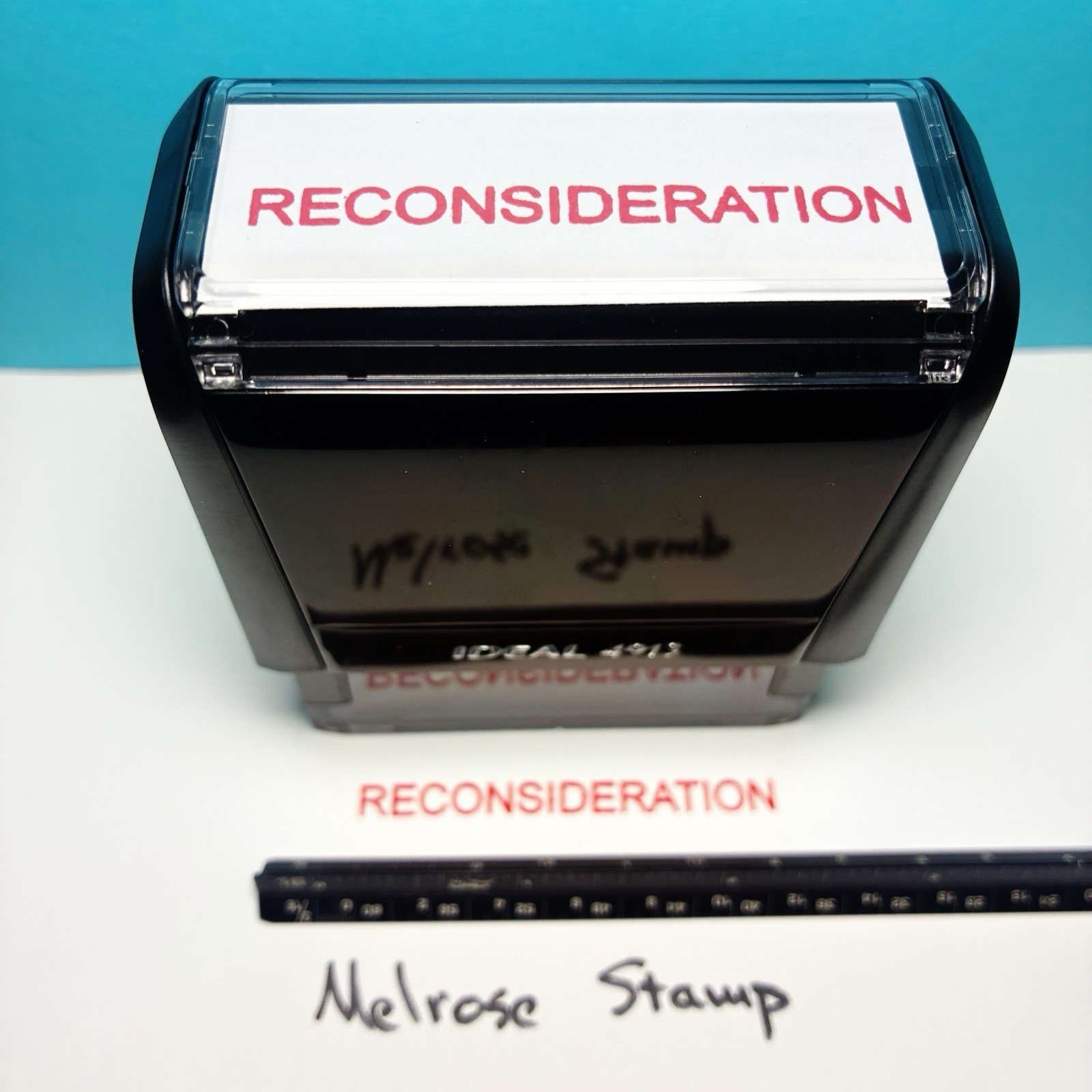 Reconsideration Rubber Stamp Red Ink Self Inking Ideal 4913