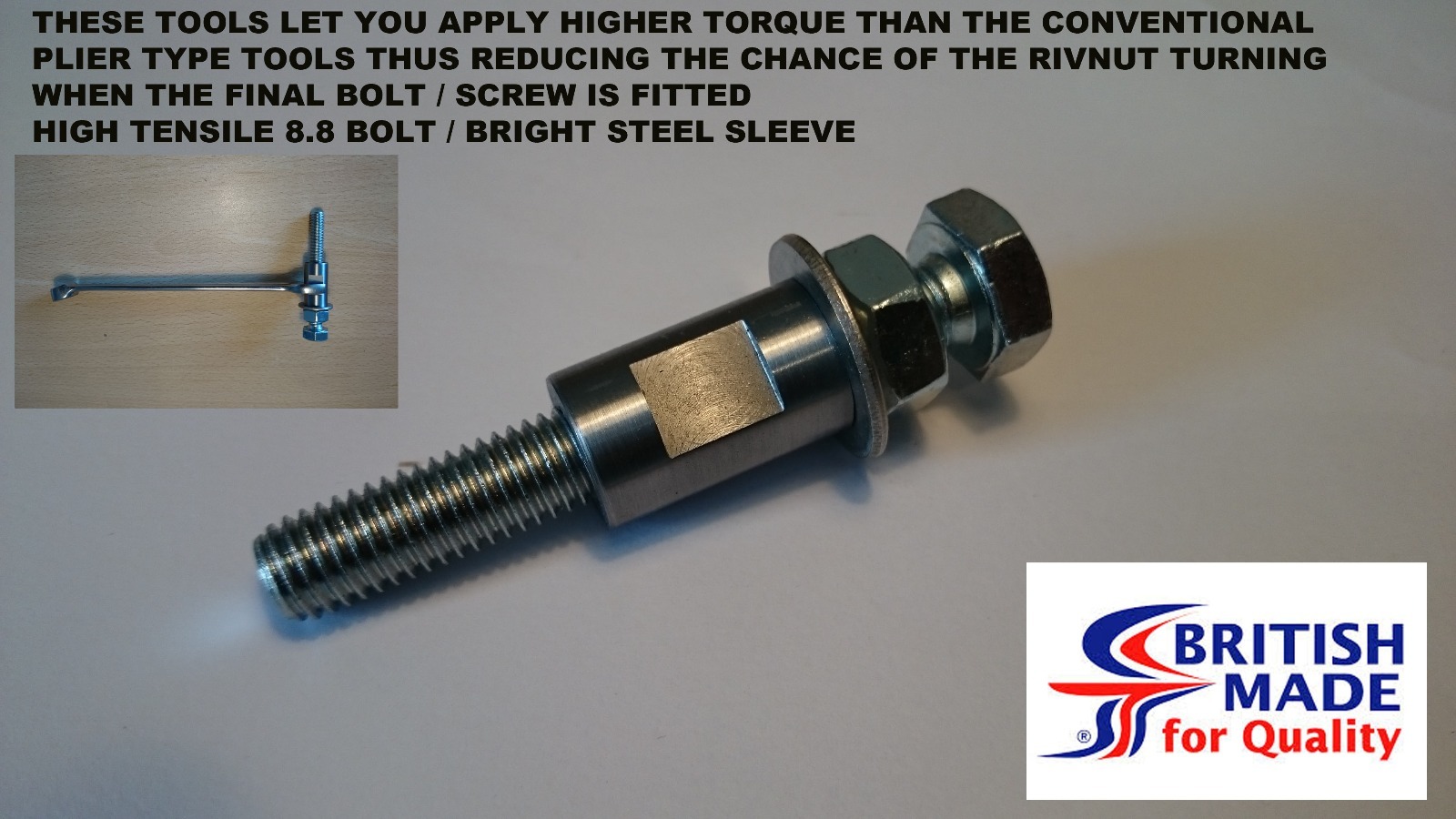 M8 - Engineer Heavy Duty High Tensile (8.8) Rivnut Insert Setting Tool Nutsert