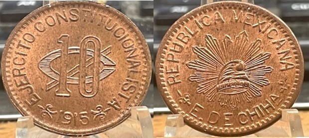 NICE BU 1915 MEXICO CHIHUAHUA 10 CENTAVOS COIN