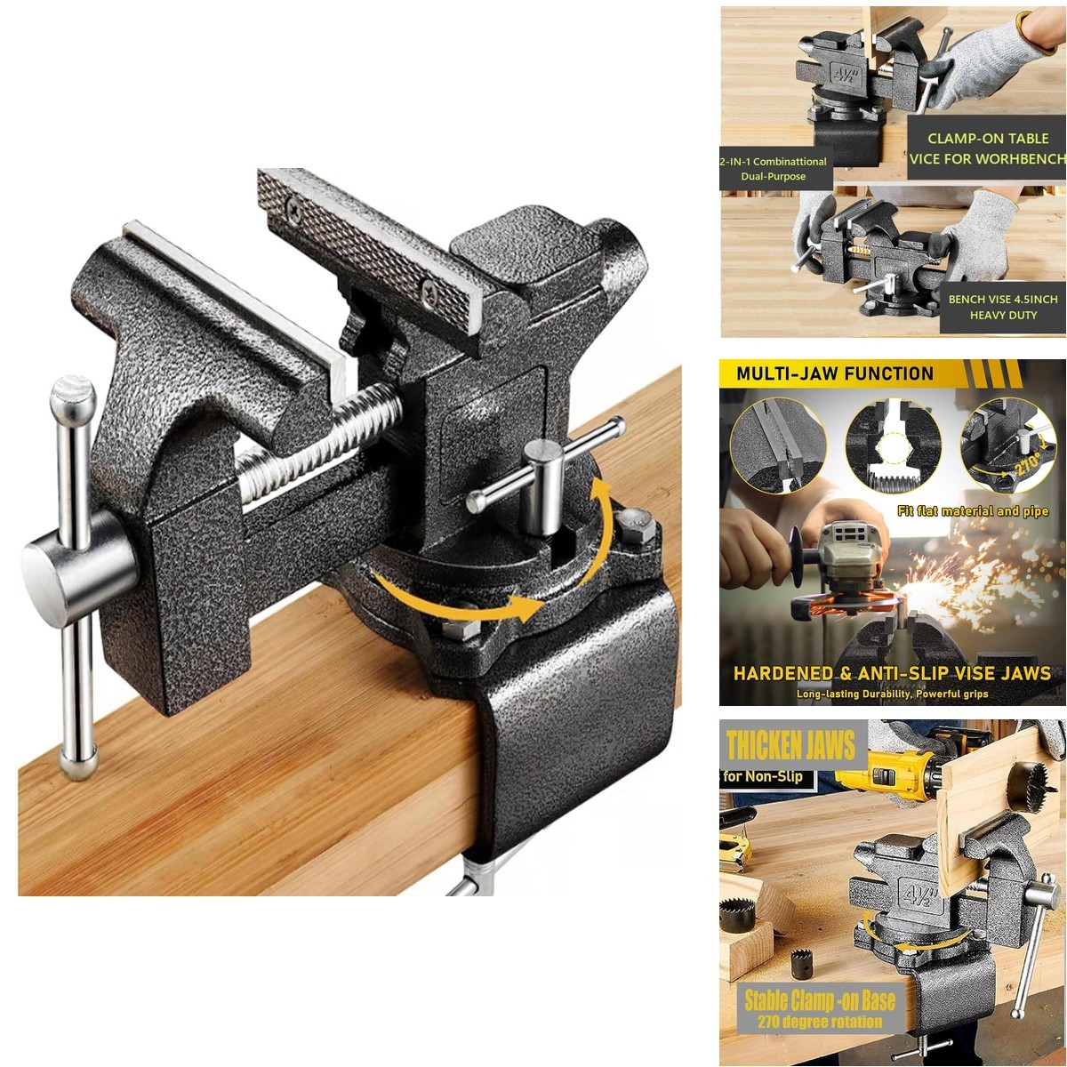 TRUSBEE TRUS-4.5INCH-VISE 4-1/2in Heavy Duty Cast Iron Bench Vise Swivel Base